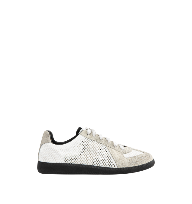 Image 1 of 5 - GREY - MAISON MARGIELA High Quality Luxury Sneaker featuring mesh panels, panelled design, cotton, lace-up fastening, round toe and rubber sole.