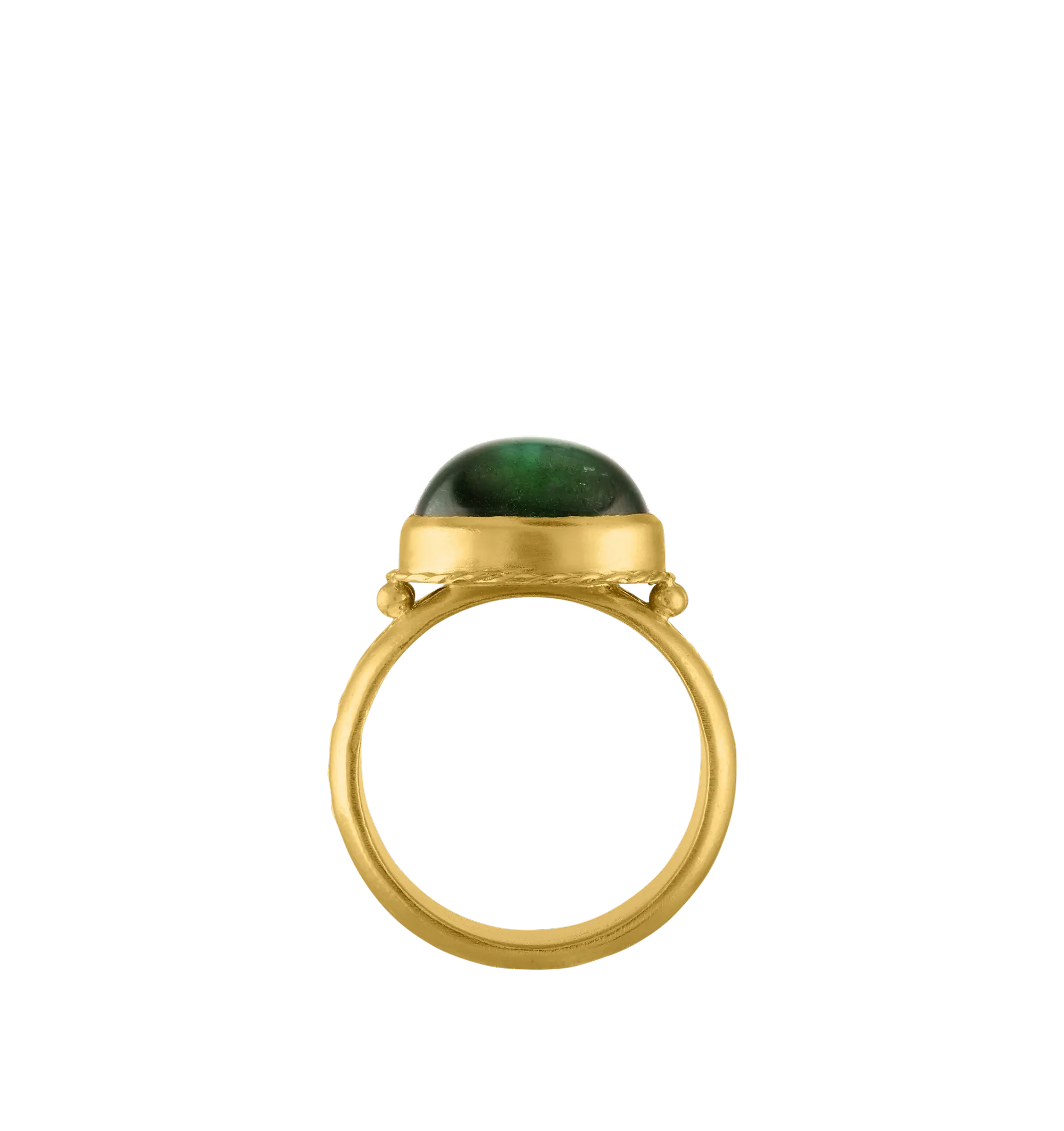 Image 3 of 3 - GOLD - PROUNIS Green Tourmaline Nauta Ring featuring Green Tourmaline and 22K gold. 9mm wide. Cheap Luxury Handbag Shop offers a range of pieces from this collection in-store. For personal consultation and detailed information about jewelry, please contact our dedicated stylist team at personalshopping@hirshleifers.com. This item may be restricted for online purchase to international clients. For assistance purchasing this item please contact our dedicated stylist team at personalshopping@hirshleifers.com