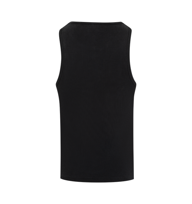 Image 2 of 2 - BLACK - CASABLANCA Ribbed Tank Top featuring sleeveless design, logo at its center, scoop neck and slim fit. 98% organic cotton 2% elastane.