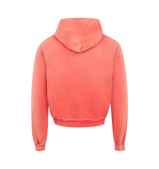 Image 2 of 2 - RED - MAISON MARGIELA Zip Sweatshirt featuring kangaroo pocket at the front, long sleeves, hooded neckline, center zipper closure and four stitches at the back. 100% cotton. Made in Italy.