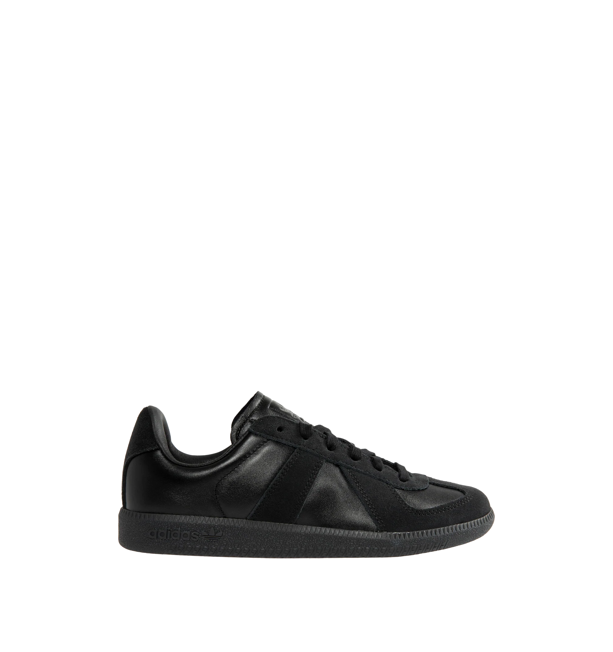 Image 1 of 5 - BLACK - Adidas Mens BW Army Shoes are crafted from leather with premium suede overlays. Features a regular fit, lace-up closure, leather sockliner, rubber outsole, and adidas logo detailing on the tongue, sockliner, and tooling. Upper: Leather with Suede Overlays; Sockliner: Leather; Outsole: Rubber. Made in Vietnam.