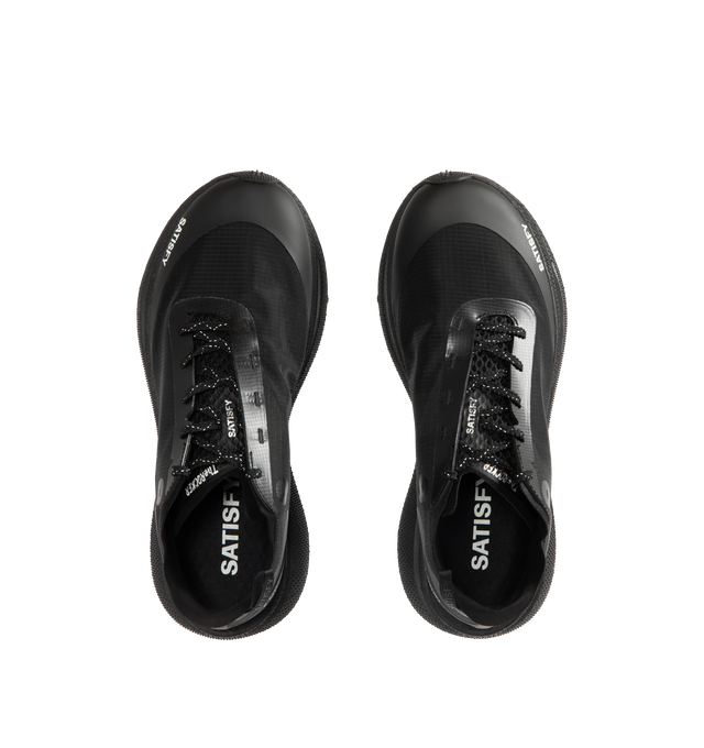 Image 5 of 5 - BLACK - SATISFY The Rocker Sneaker featuring Rippy  66 mesh upper with Vibram rubber sole, asymmetrical lace-up front, Cushioned Euforia  Super Foam footbed, TuneLug  outsole for enhanced grip, control, and edge hold on technical descents, Rippy  66 monomesh for strength, durability, breathability, and resilience, notched, textured laces and back pull tab. 