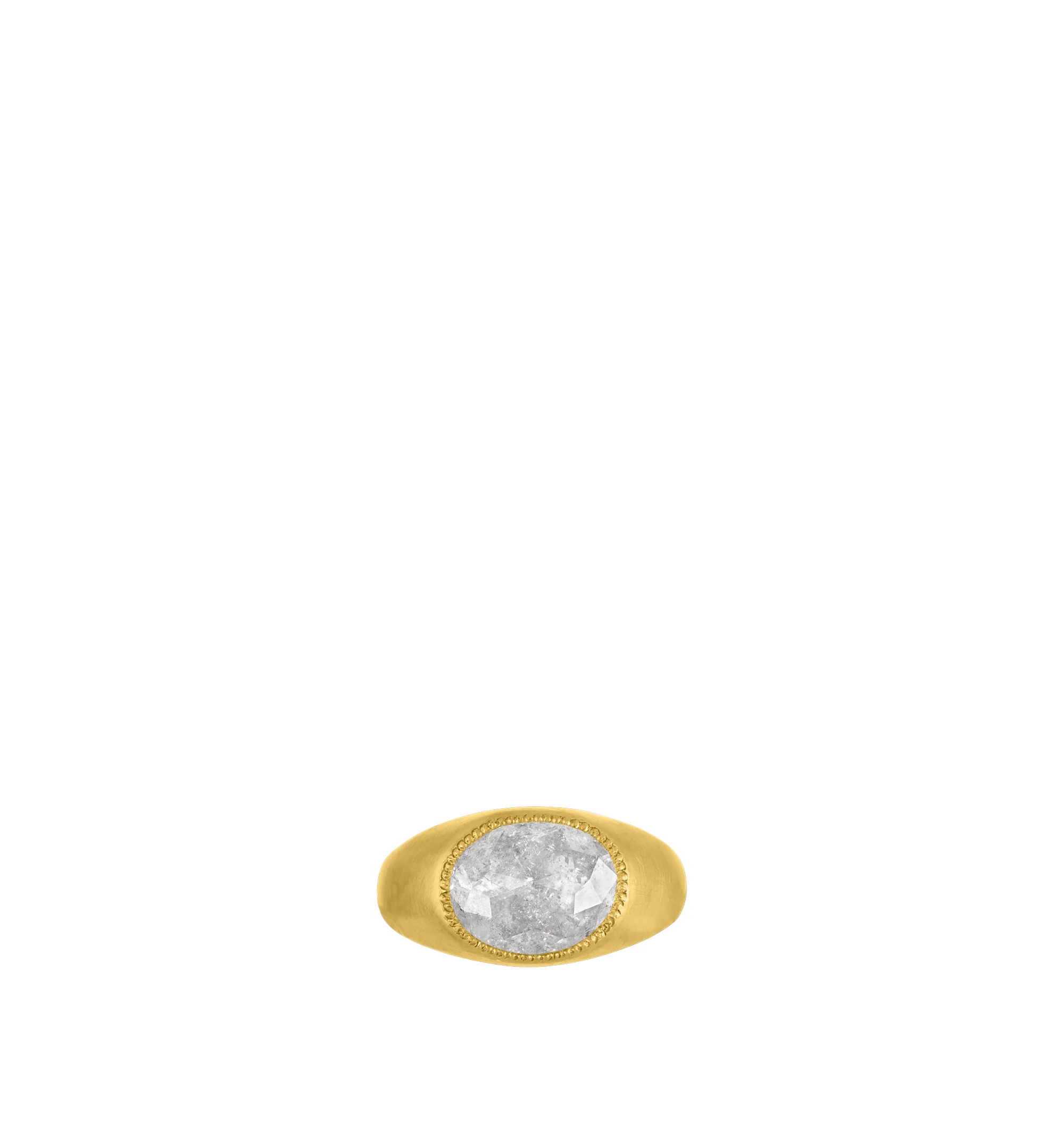 Image 1 of 3 - GOLD - Prounis Rosecut Diamond Roz Ring is handcrafted from 22K yellow gold and features a diamond in the brands signature Roz silhouette. Handmade in New York. For personal consultation and detailed information about jewelry, please contact our dedicated stylist team at personalshopping@hirshleifers.com.This item may be restricted for online purchase to international clients. For assistance purchasing this item please contact our dedicated stylist team at personalshopping@hirshleifers.com.