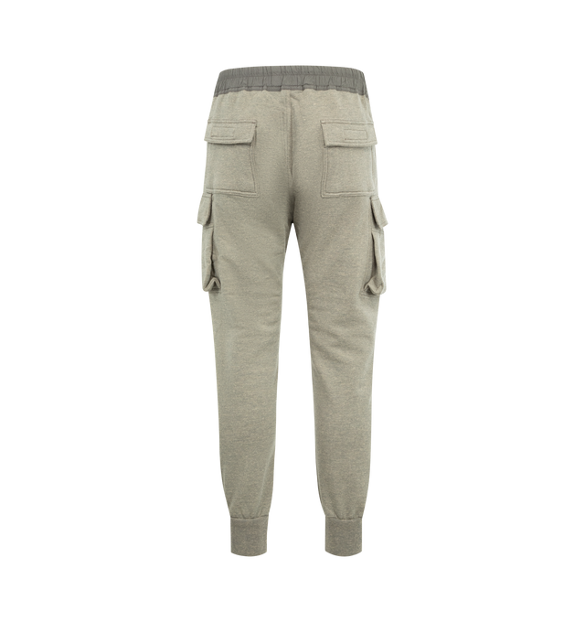 Image 2 of 3 - GREY - DRKSHDW Mastodon Tapered Cotton-Blend Jersey Sweatpants featuring slim tapered legs, elastic waist with elongated drawstrings, low-crotch style and cargo pockets. 84% cotton, 16% polyester. Made in Italy.