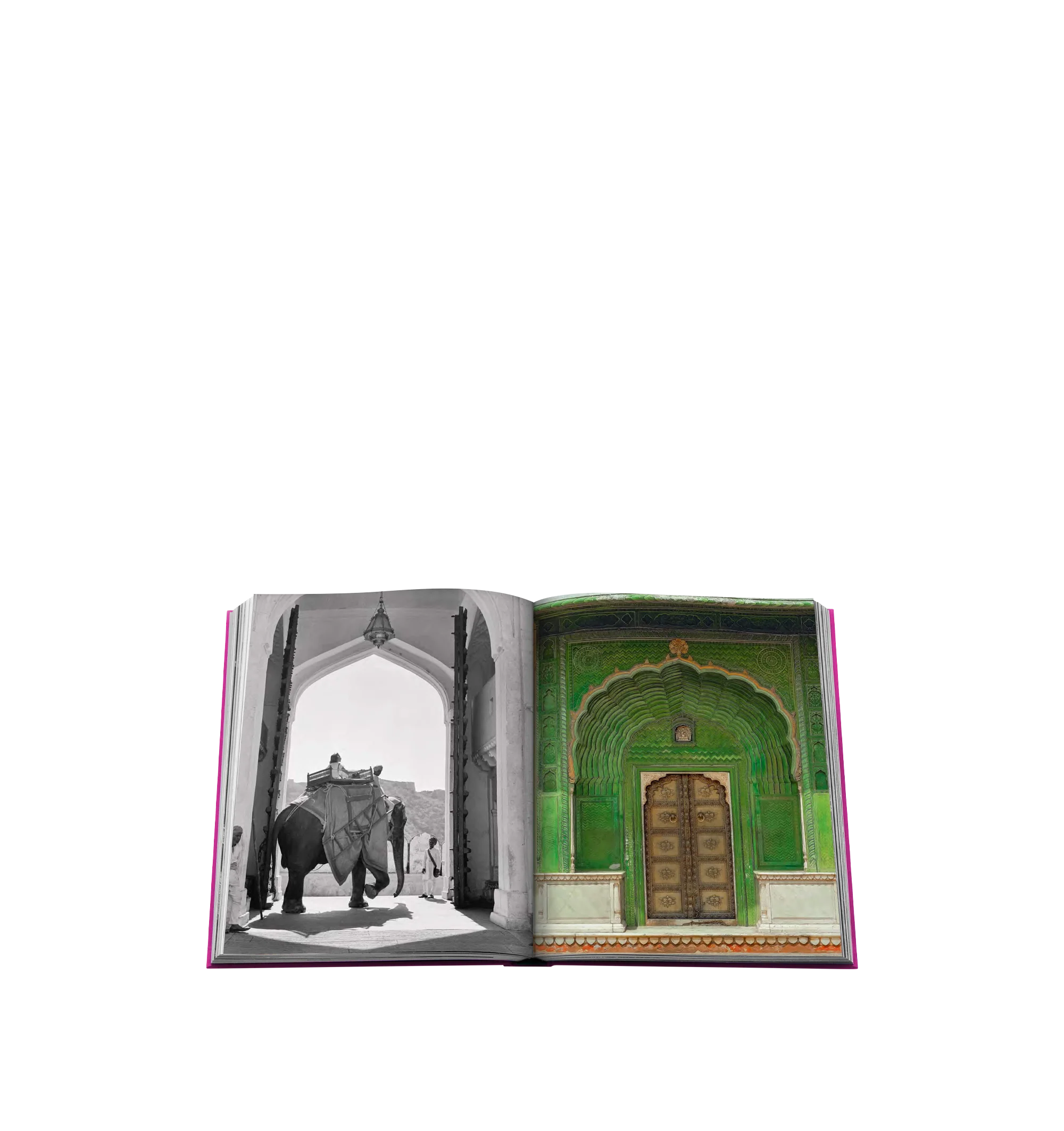 Image 4 of 4 - PINK - Assouline Books Jaipur Splendor by Mozez Singh. Linen hardcover book with 304 pages featuring over 200 illustrations. Language: English. Dimensions: W 10 x L 13 x D 1.5. Jaipur, the capital of Rajasthan, is a vibrant city steeped in the history of maharajas, queens, and emperors. Known as the "Pink City," it boasts lively bazaars, delicious street food, and skilled artisans, making it a dazzling blend of old-world charm and modern energy.