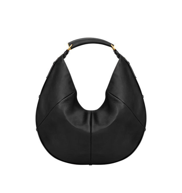 Image 1 of 3 - BLACK - SAINT LAURENT Mombasa Large Bag in leather featuring tonal suede lining, leather covered handle for hand or shoulder carry, bronze-tone hardware, magnetic snap closure and one zip pocket. 9.418.9" x 12.217.3" x 1.2". Calfskin. Made in Italy.