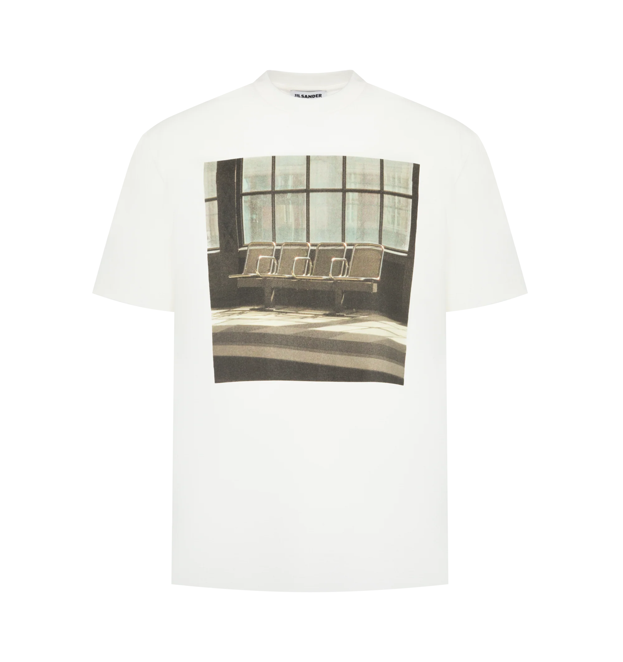 Image 1 of 2 - WHITE - JIL SANDER Graphic T-Shirt featuring oversized fit, dropped shoulders, images from the Wanderlust project, printed cotton jersey, short sleeves and crew neck. 100% cotton. Made in Italy.