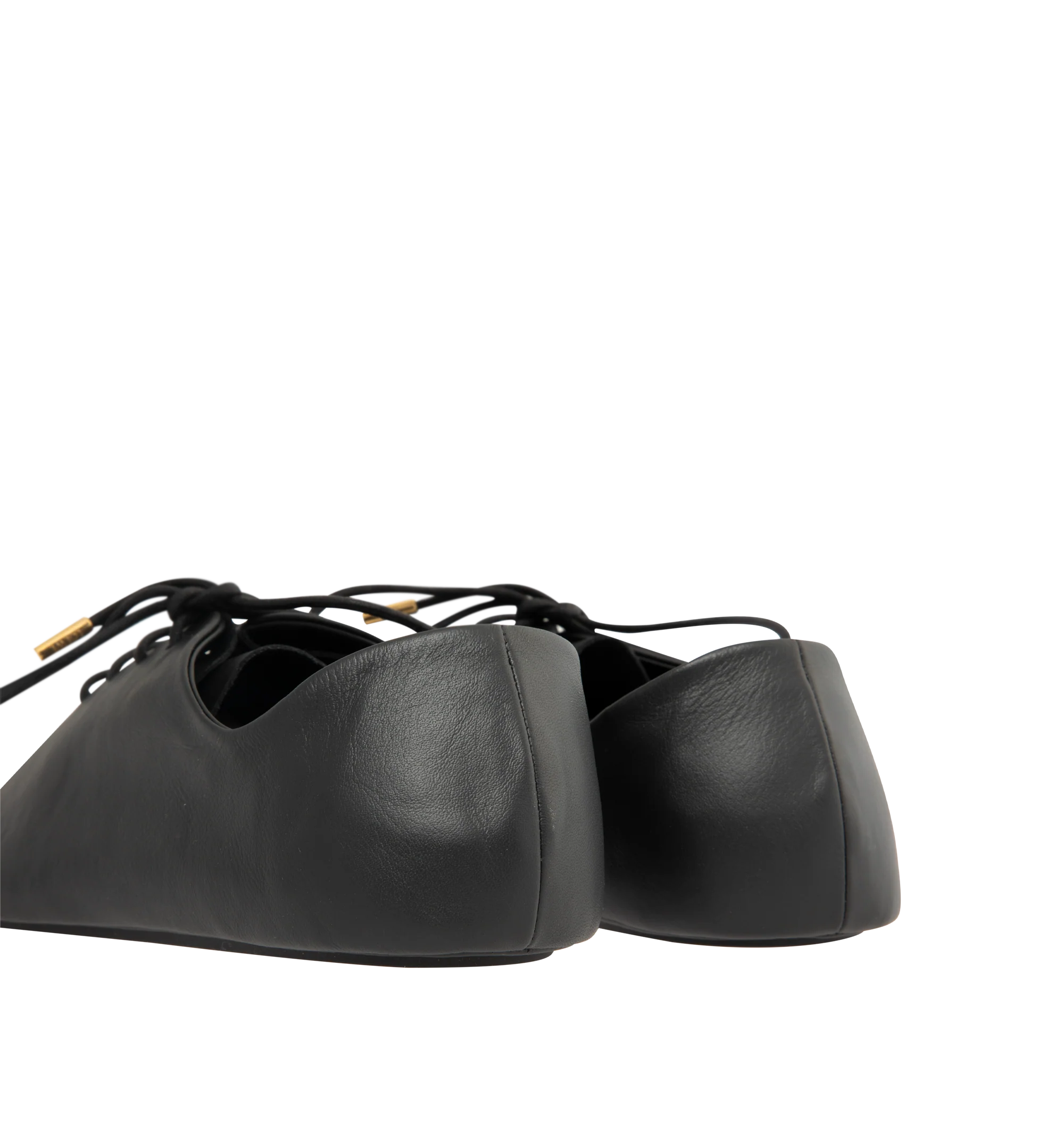 Image 3 of 5 - BLACK - Loewe Womens Nappa Calf Lace-Up Shoes are crafted from nappa calfskin. Features a lace-up closure, extra padding, asymmetric toe shape, tonal laces with metallic tips, metallic Pebble with engraved Anagram detail on the bottom lace, lambskin lining, printed LOEWE insole, and injected rubber outsole with cut-out Anagram signature. Main Material: Nappa Calf. Made in Italy.