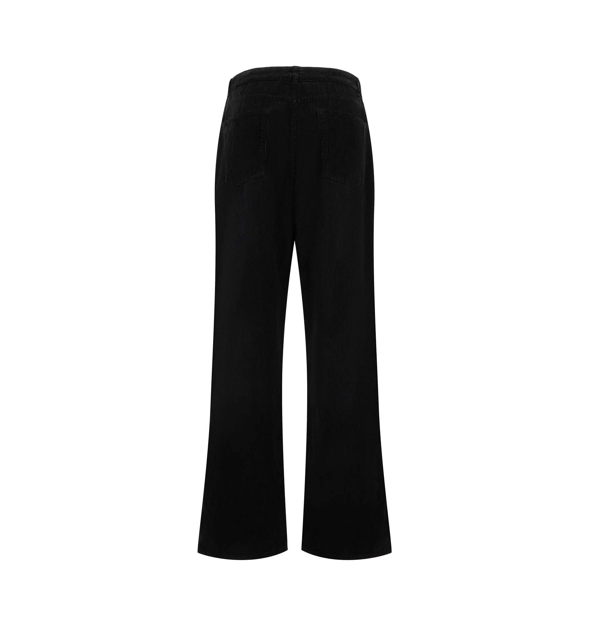 Image 2 of 3 - BLACK - The Row Women's Eglitta Pants are crafted from enzyme-washed cotton corduroy and feature a mid-rise waist, straight-leg fit, contrast topstitching, and classic five-pocket construction. Main Material: 99% Cotton, 1% Elastane. Made in Italy. 