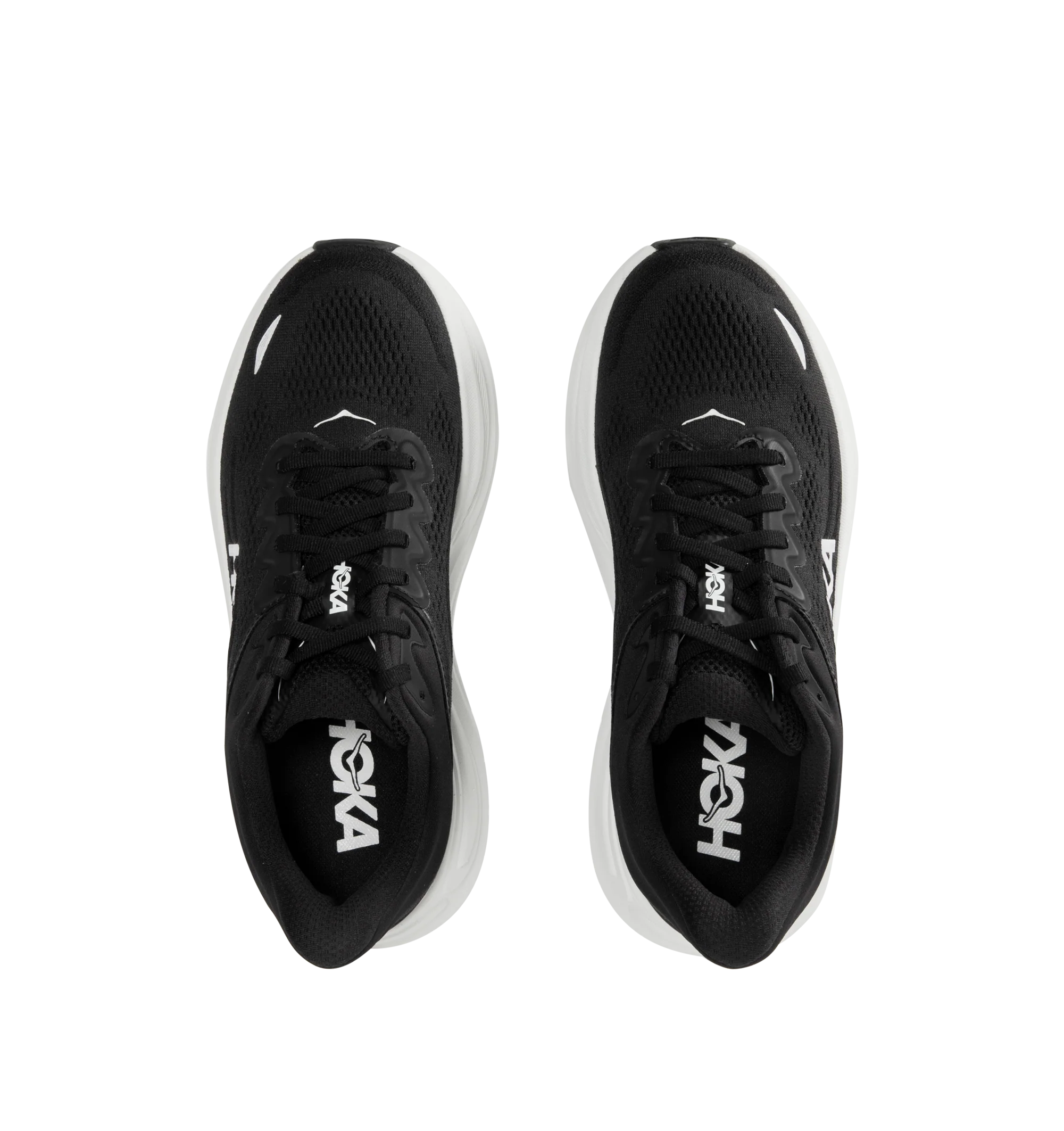 Image 5 of 5 - BLACK - HOKA M Bondi 9 Sneaker featuring engineered mesh upper with rubber sole, lace-up front, foamed EVA midsole and increased stack height for maximum cushioning, zonal breathability, reflective detailing and cushioned tongue and collar. 