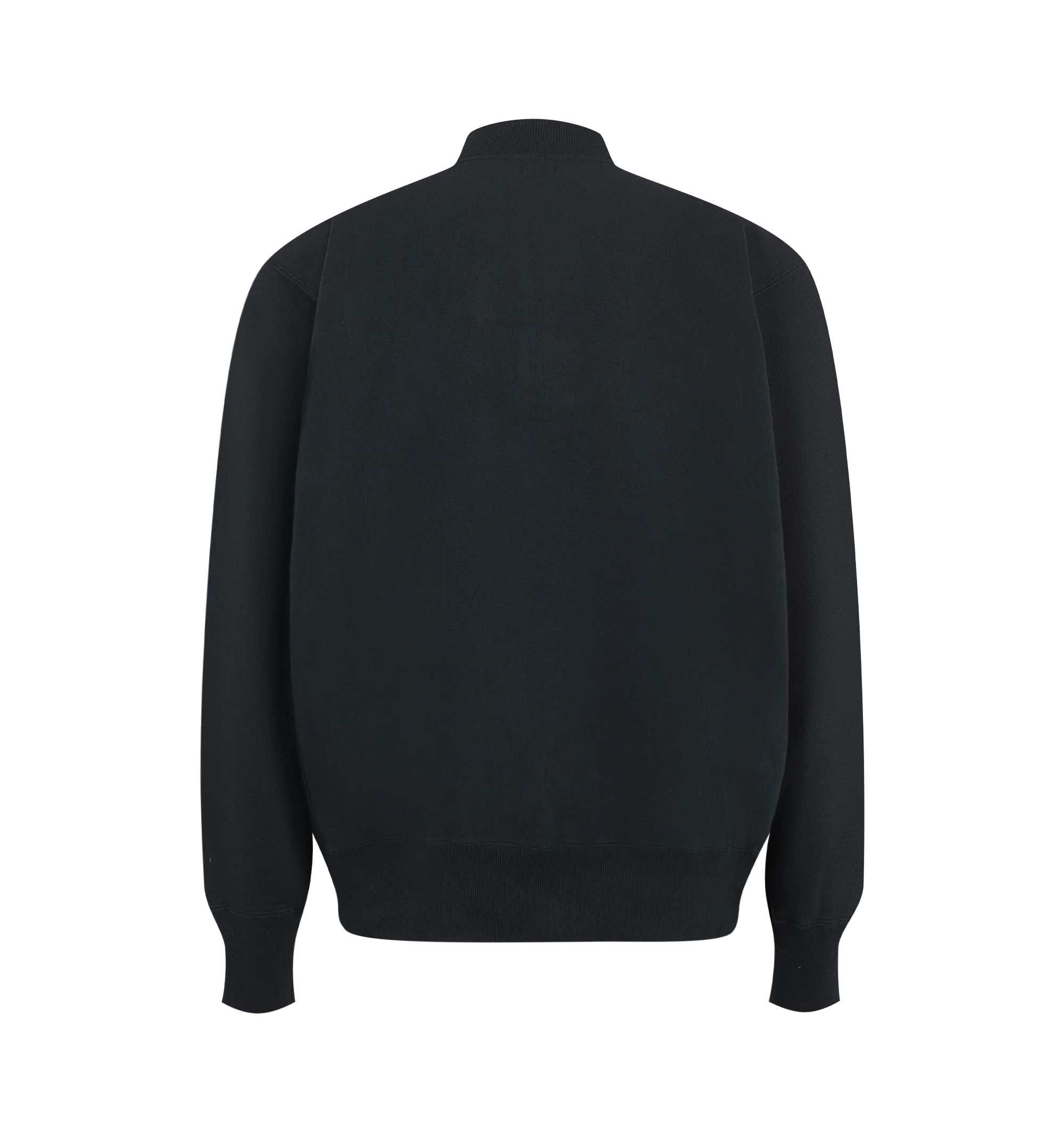 Image 2 of 2 - BLACK - A.Presse Men's Vintage Half Zip Rib Collar Sweatshirt is crafted from 100% cotton brushed-back fleece and features a vintage-inspired half-zip silhouette with a ribbed collar. Designed to faithfully reproduce original vintage sweatshirt details, it is cut with a cropped length, balanced volume, and sleeves that are neither overly wide nor restrictive. The seamless shoulder construction enhances comfort and ease of layering, while an Asahi zipper completes the design. Skilled hand-fini