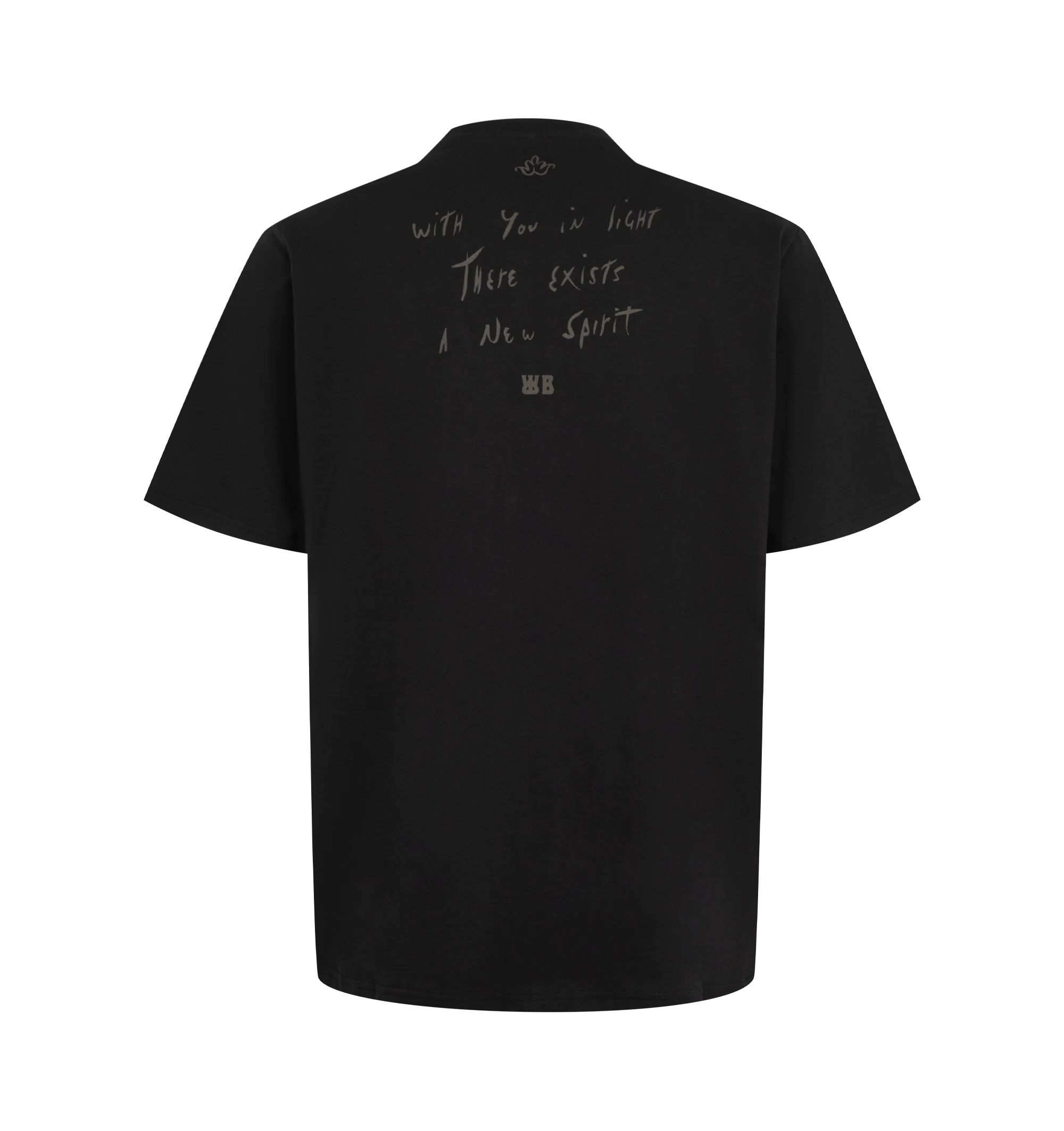 Image 2 of 2 - BLACK - Wales Bonner Men's Raga T-Shirt is crafted from soft cotton jersey and features signature graphics from the Autumn/Winter 2026 Morning Raga collection. Designed in a classic short-sleeve silhouette, the T-shirt is detailed with a Morning Raga graphic print and Wales Bonner logo artwork. Main Material: 100% Cotton. Made in Portugal