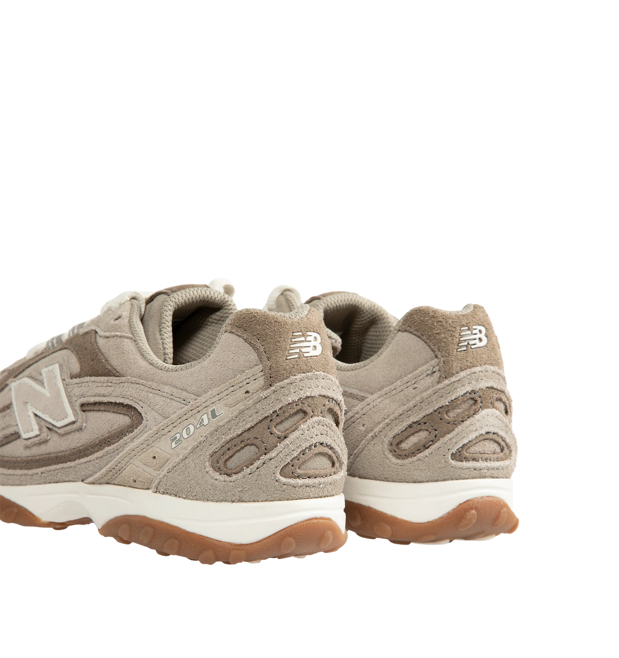 Image 3 of 5 - NEUTRAL - New Balance 204L Unisex sneaker featuring a low-profile silhouette, slim structure of '70s running shoes, tech-inspired texture of premium suede, multi-piece upper with embossed overlay, double-stacked suede 'N' logo, and screen-printed graphics along the saddle. Distinctive outsole with 2000s-inspired strike path and 70s-influenced tread pattern. Outer: Calf Suede 100%, Lining: Fabric 100%, Sole: Polyethylene vinyl acetate (PEVA) 100%. Made in Vietnam. *Unisex style in men's sizing 