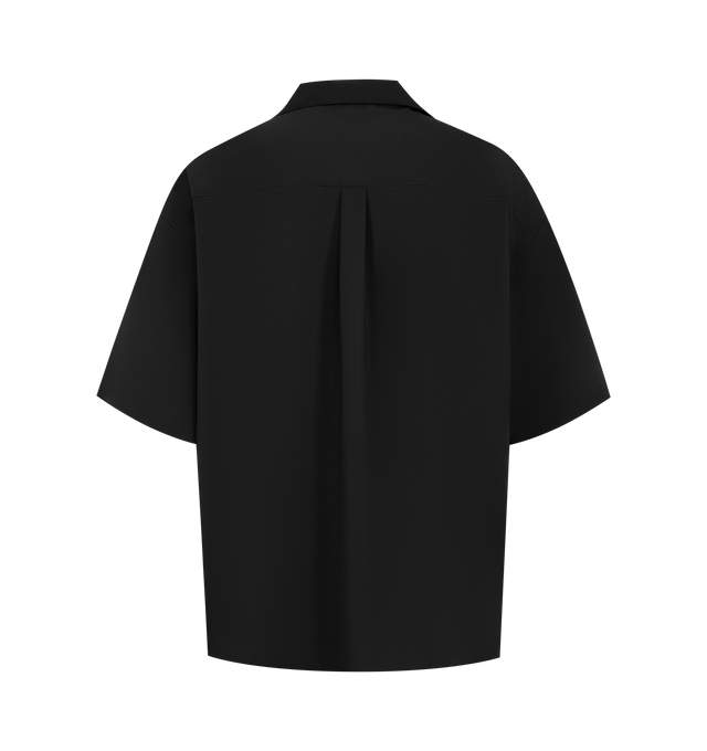 Image 2 of 2 - BLACK - Loewe Shirt in lightweight wool tailoring featuring a boxy fit, regular length, camp collar, button front fastening, side slits and double L embroidery placed on the chest. Made in Italy.