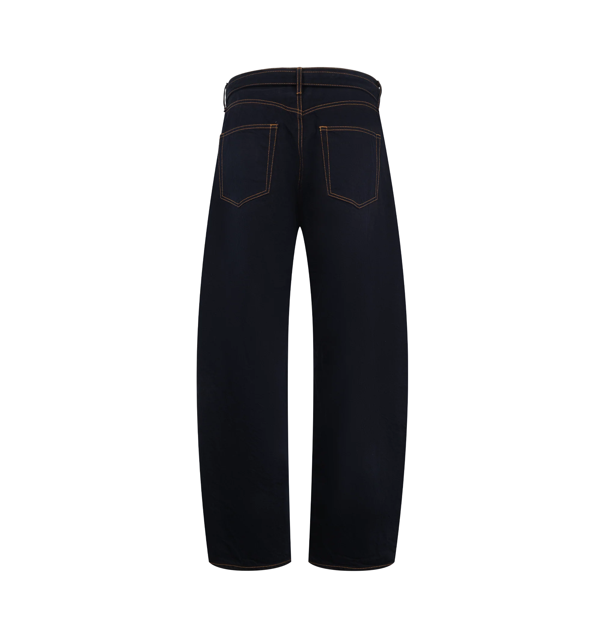 Image 2 of 3 - BLUE - Sacai Mens Dark Denim Pants are crafted from a dark wash denim cotton. Featuring a barrel-leg silhouette, belted waistband, zip fly with button closure, side pockets, and back welt pockets. Main Material: Cotton. Made in Japan. 