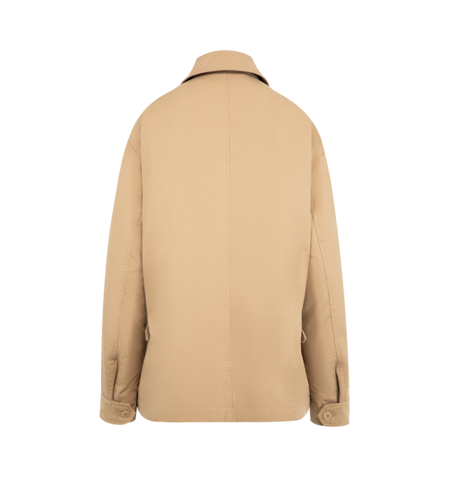 Image 2 of 3 - BROWN - THE ROW Aurelius Jacket featuring collared jacket in cotton and cashmere gabardine with buckled straps at side waist, front patch pockets, two-way front zip closure and interior zipped welt pockets. 95% cotton, 5% cashmere. Lined in 100% cotton. Made in Italy.