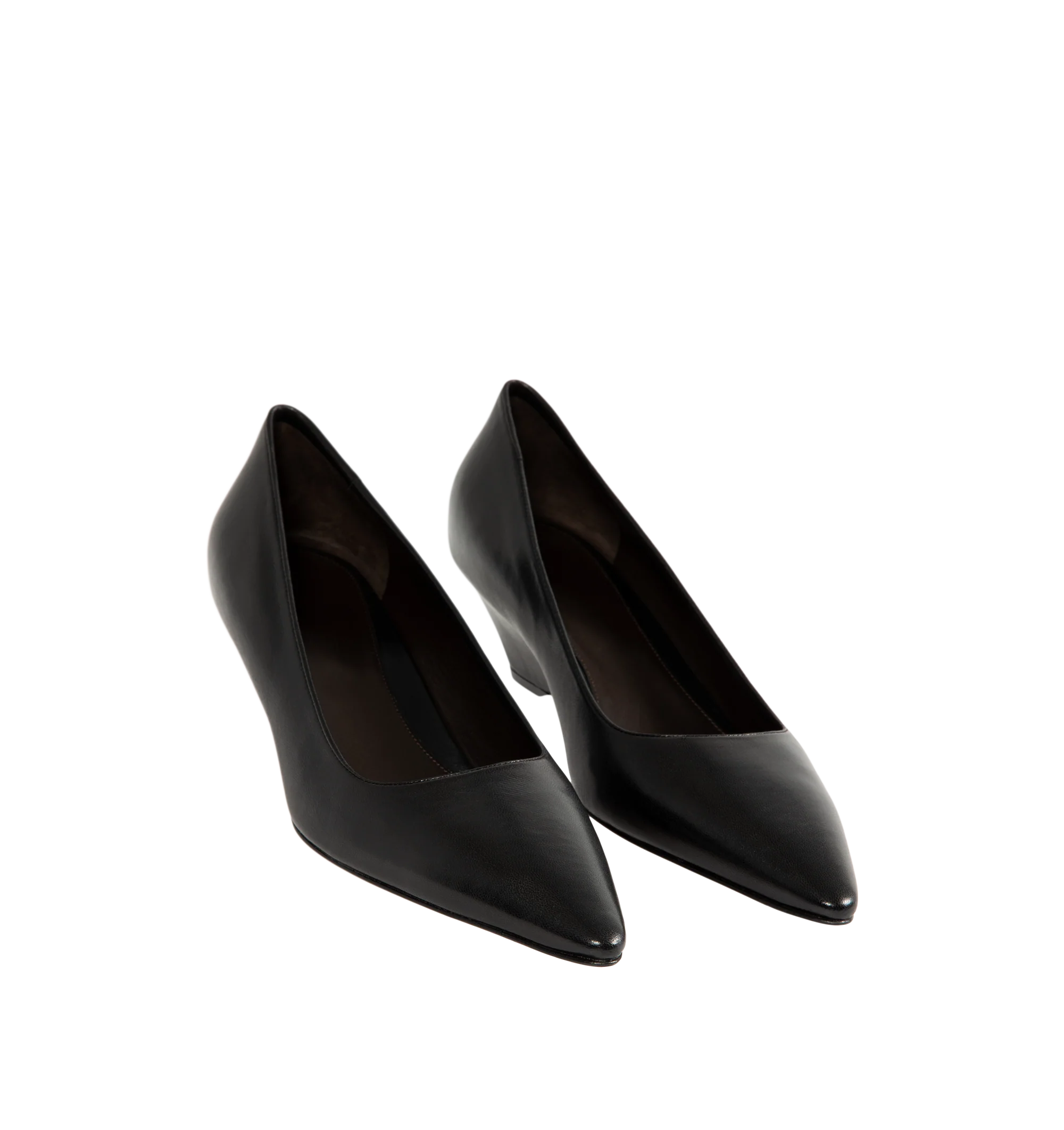 Image 2 of 4 - BLACK - The Row Women's Low-Heeled Shoes are crafted from soft lambskin leather and feature a refined pointed toe with a tapered wedge heel for a sleek, minimalist silhouette. Finished with a calfskin leather sole, these designer shoes combine understated elegance with The Row's signature craftsmanship for effortless everyday styling. Main Material: 100% Lambskin Leather. Sole: Calfskin Leather. Heel Height: 2 in. Made in Italy.