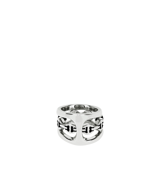 Image 1 of 3 - SILVER - HOORSENBUHS Phantom Clique Ring featuring sterling silver, Phantom silhouette, formed as a continuous band with an open link profile and restrained negative space. Cheap Luxury Handbag Shop offers a range of initial pieces from this collection in-store. For personal consultation and detailed information about jewelry, please contact our dedicated stylist team at personalshopping@hirshleifers.com.