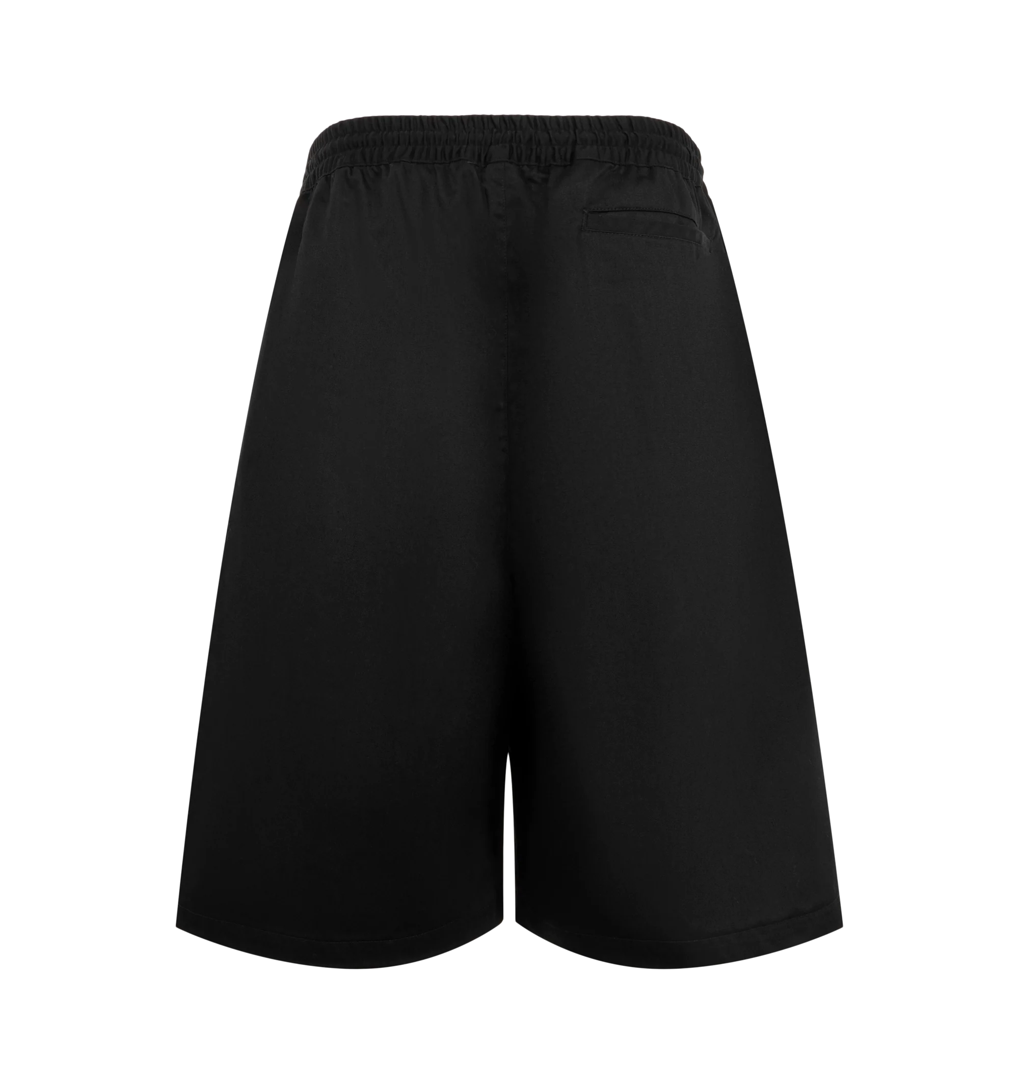Image 2 of 3 - BLACK - Willy Chavarria Orale Elasticated Short is crafted from a polyester-cotton blend and features a relaxed, voluminous silhouette with an elasticated waistband for everyday comfort. Designed with the brand's signature oversized proportions and clean utility-inspired styling. Main Material: 65% Polyester, 35% Cotton. Lining: 100% Cotton. Made in USA. 