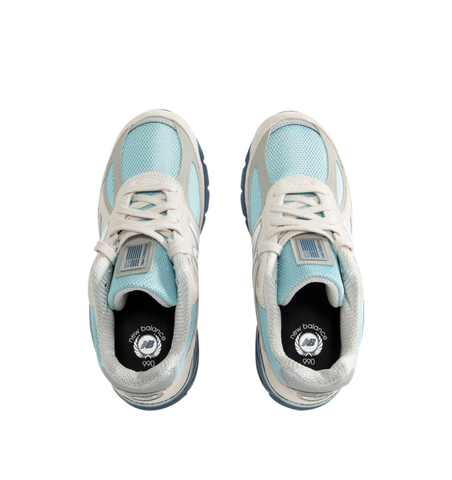 Image 5 of 5 - BLUE - NEW BALANCE Made in USA 990v4 Sneaker featuring ABZORB cushioning at heel and forefoot, combination ENCAP and C-CAP midsole, reflective accents, mesh upper, suede and synthetic overlays and NDurance rubber outsole.