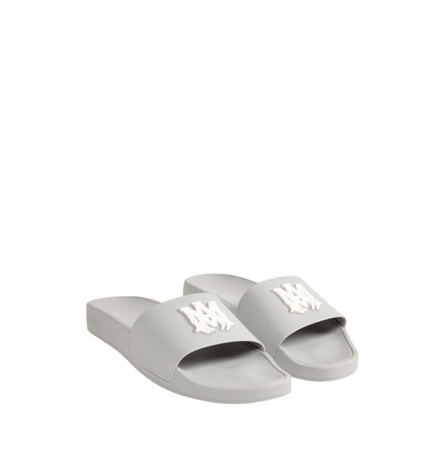 Image 2 of 4 - GREY - AMIRI MA Pool Slides featuring open toe, logo at vamp in molded rubber and rubber sole. 100% polyurethane.