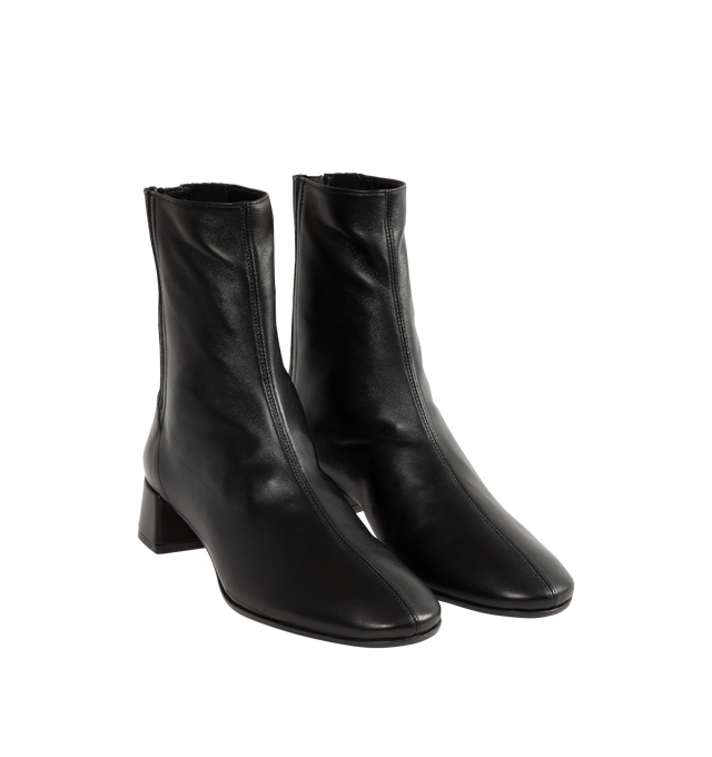 Image 2 of 4 - BLACK - Aquazzura Saint Honore Booties are expertly made in Italy from supple nappa leather featuring softly pointed toes, easy back zip closure, and 35 mm block heels that give them a subtle retro feel.