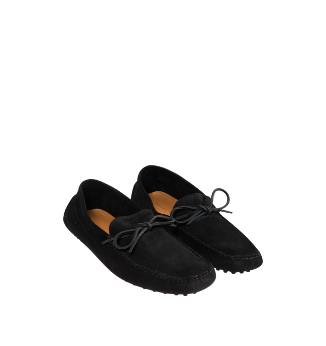 Image 2 of 5 - BLACK - TOM FORD Rod Driving Loafers featuring round toe, slips on, suede upper, leather lining and rubber sole. Made in Italy. 
