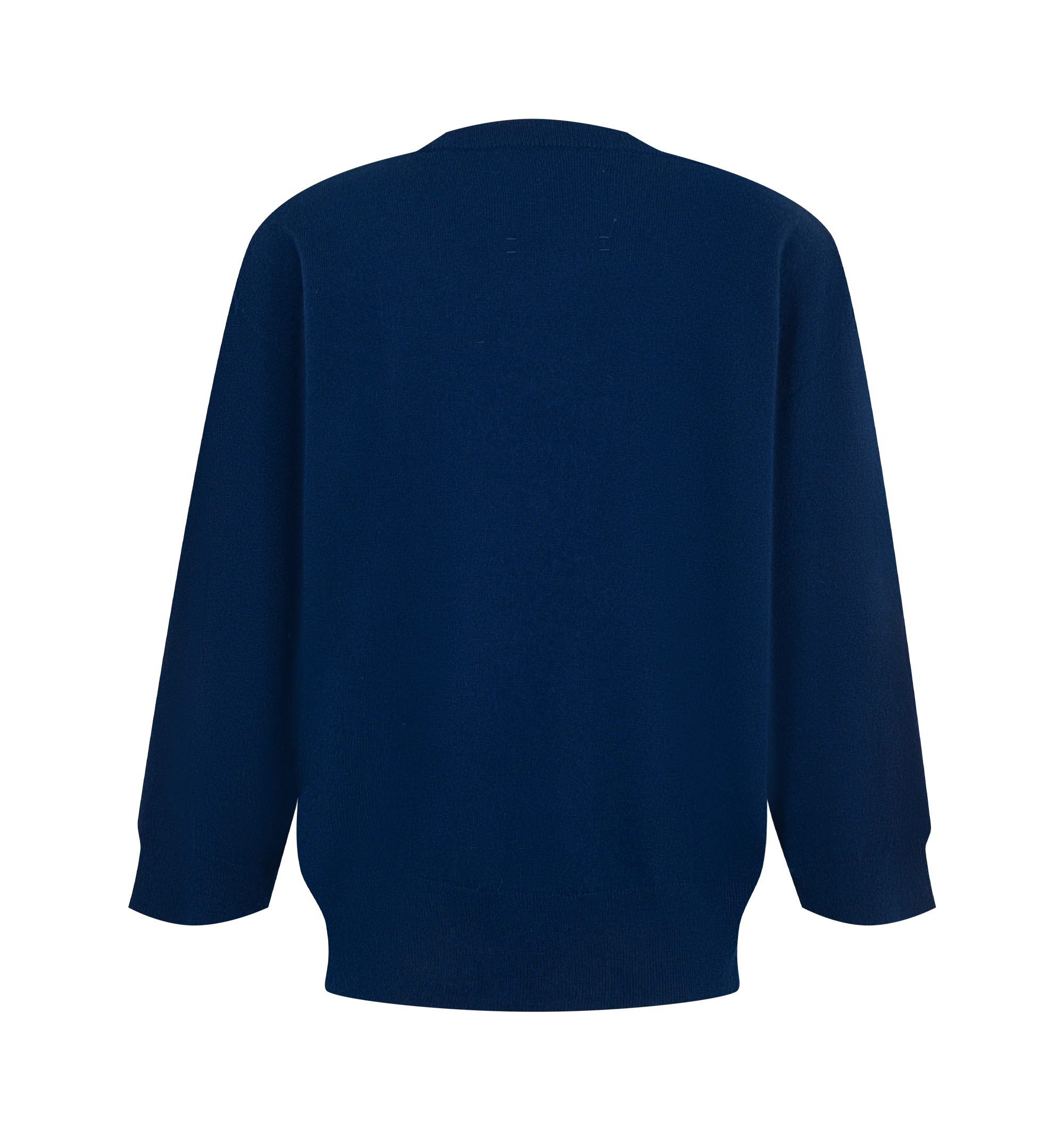 Image 2 of 2 - BLUE - Extreme Cashmere Women's Pearl Sweater is crafted from lightweight summer cashmere and features a wide V-neckline, cropped 7/8 sleeves, and rib-knit trims for an airy, relaxed silhouette. This designer cashmere sweater combines exceptional softness with breathable comfort, making it a versatile layering piece for effortless warm-weather styling. Main Material: 100% Cashmere.