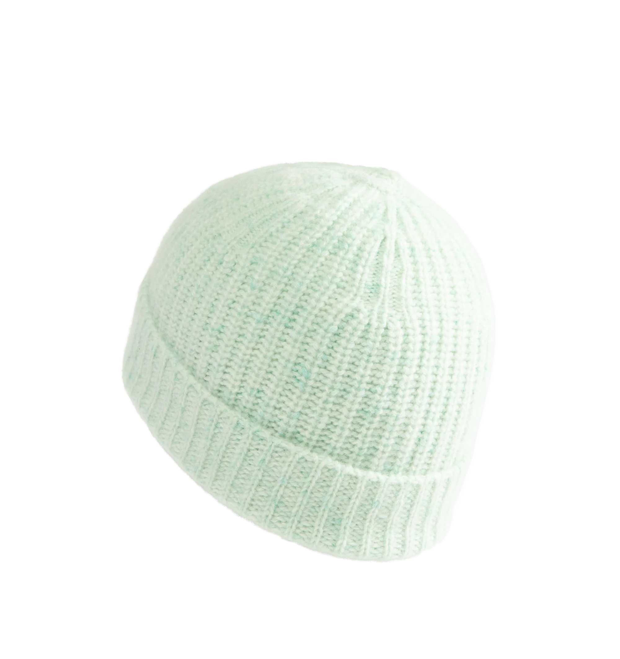 Image 2 of 2 - GREEN - Auralee Men's Cashmere Nep Knit Cap is crafted from 100% cashmere featuring a light, smooth hand, complemented by the depth of color and subtle texture created by the nep, giving the material a rich, nuanced appearance. 