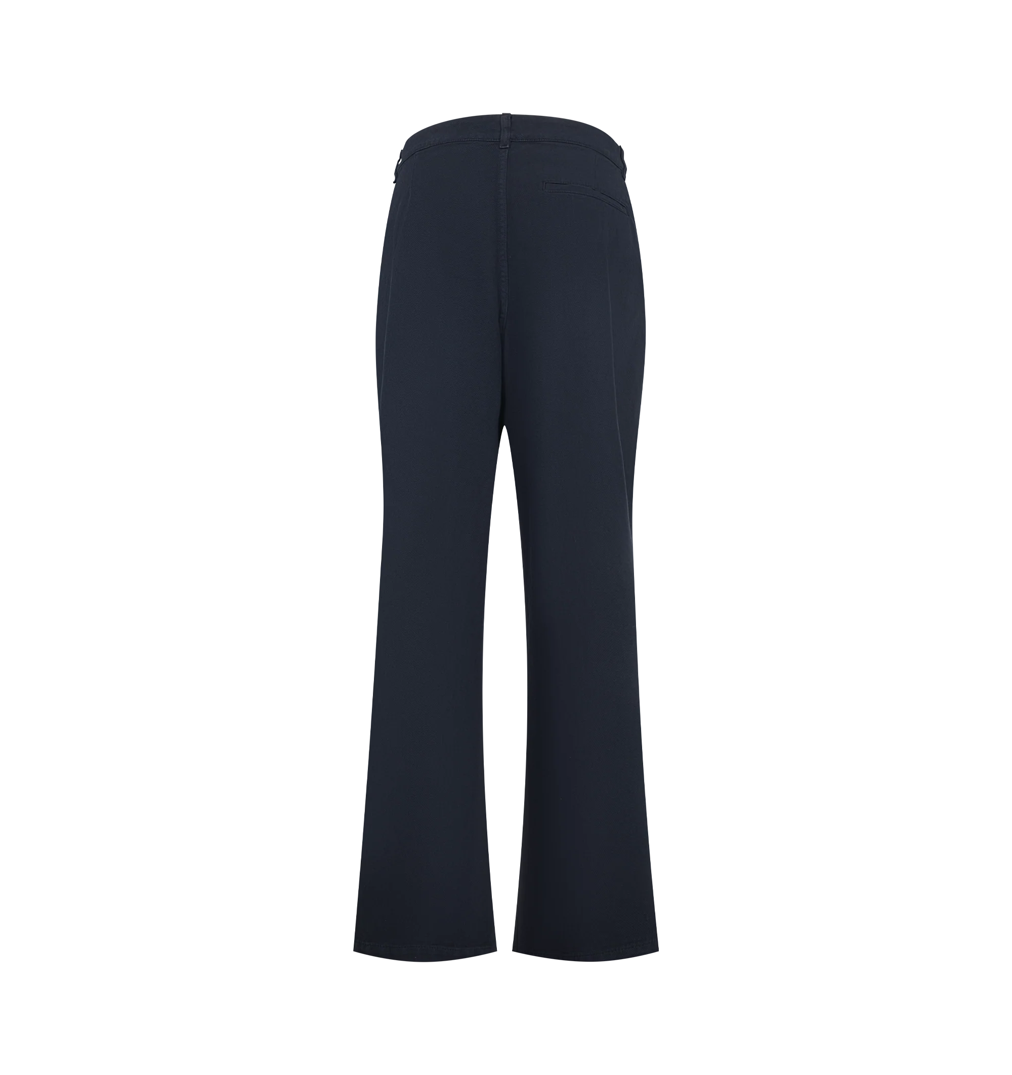 Image 2 of 3 - BLUE - The Row Women's Adler Pants are crafted from soft cotton twill and feature a relaxed mid-rise silhouette that sits naturally at the hip with a straight leg. Designed with a pleated front, side slash pockets, and a single back welt pocket, these designer trousers undergo multiple finishing treatments to create a lightly sanded, worn-in appearance with a soft, loose hand. Main Material: 100% Cotton. Fit: Relaxed, Mid-Rise, Straight Leg. Pockets: Side Slash Pockets and Single Back Welt Po