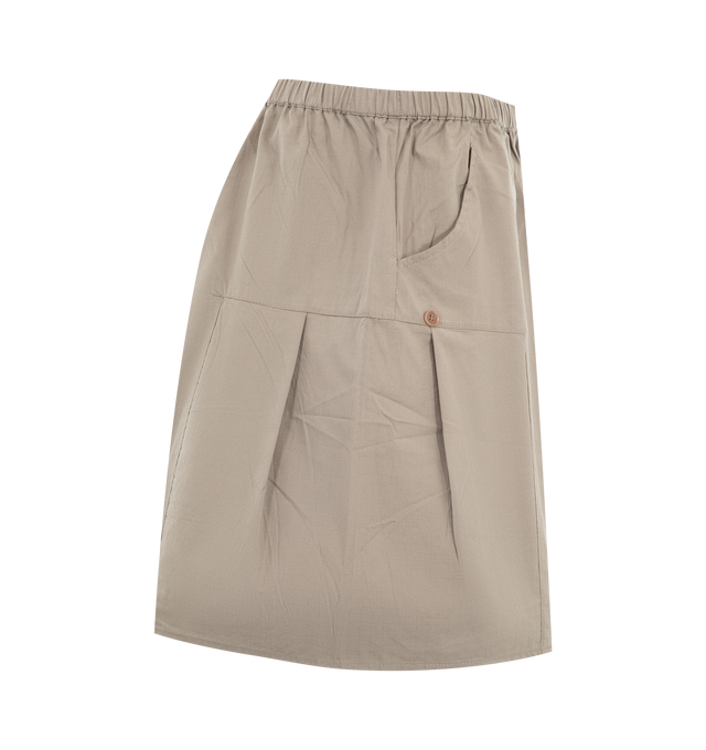 Image 3 of 3 - BROWN - DEIJI STUDIOS Pleat Short featuring a relaxed mid-rise short with an elasticated waistband, soft front and back pleats, straight leg shaping and side seam pockets detailed with a single button. 100% GOTS organic cotton.Garment Measurements