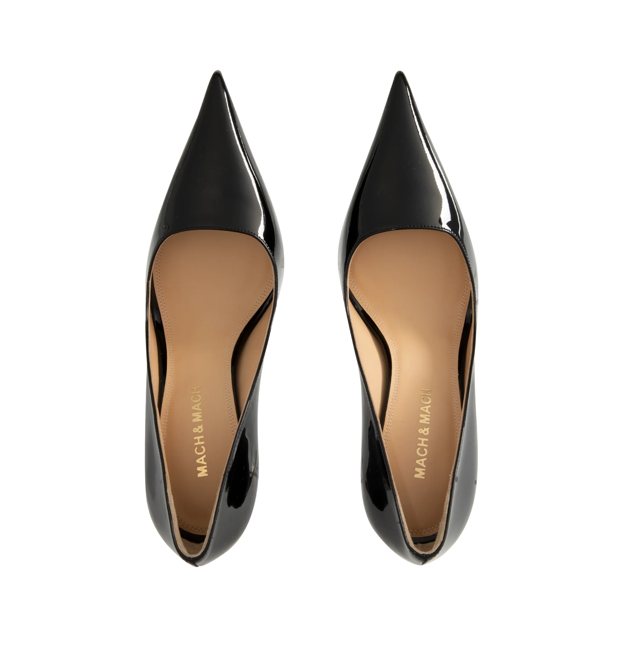 Image 4 of 4 - BLACK - Mach  Mach Women's Supernova Gold Heel Pump is crafted from glossy patent leather and features an elegant pointed-toe silhouette with a 95mm heel. Designed with a gold heel design for a refined statement. Main Material: Patent Leather.  Made in Italy. 