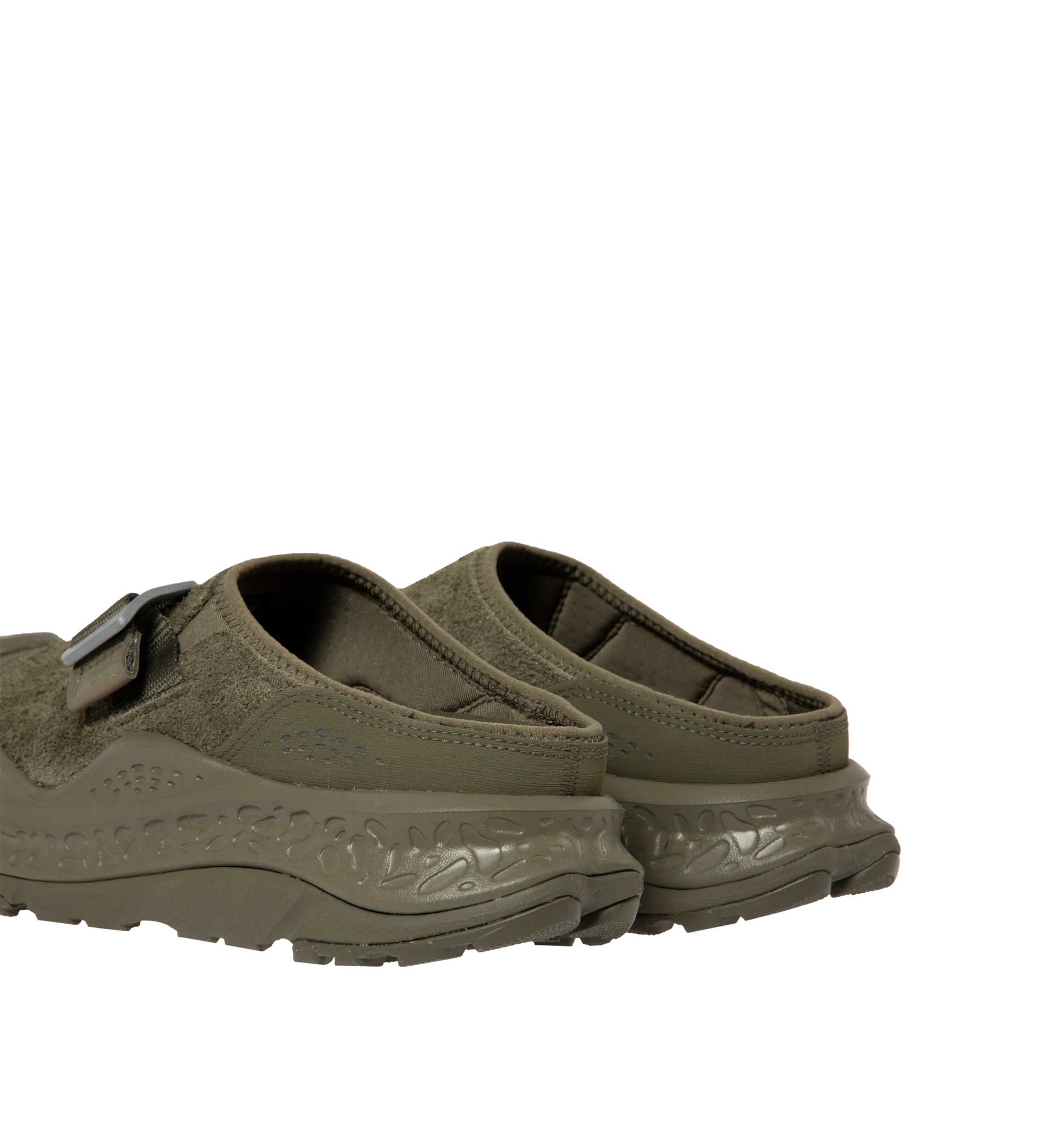 Image 3 of 5 - GREEN - HOKA Ora Primo EXT Shoe featuring a suede upper, G-hook closure that cinches down reflective webbing, scratch rubber toe and heel details, metal hardware, neoprene collar lining and dual-layer EVA midsole. Imported from Vietnam.