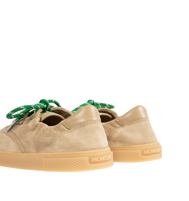 Image 3 of 5 - BROWN - MONCLER Vera Leisure Suede Sneakers featuring suede upper, leather lining, lace-up and rubber sole. Sole height 2.4 cm. Made in Italy.