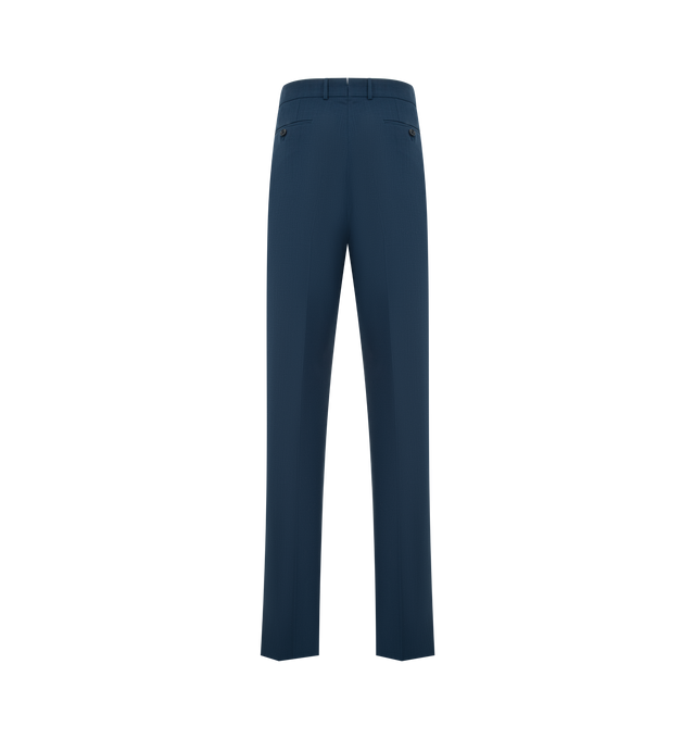 Image 2 of 3 - BLUE - TOM FORD Double Pleat Pant featuring zip fly with hook-and-bar closure, front slant pockets, back button-welt pockets and double pleat. Made in Italy. 