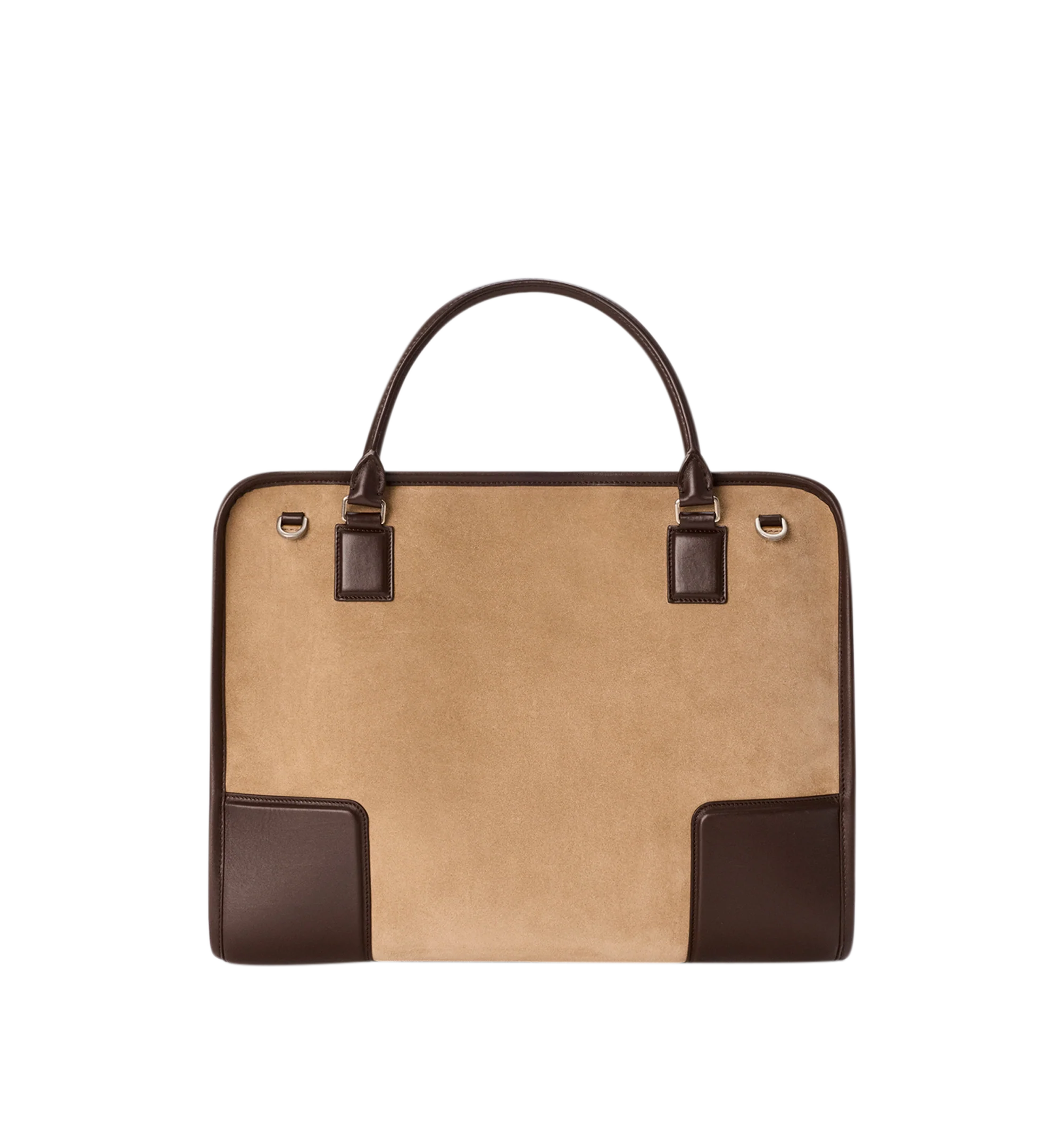 Image 7 of 16 - BROWN - Loewe Mens Amazona 180 XL Bag is crafted from suede with soft calfskin details. Features a relaxed silhouette, single toron top handle, removable shoulder handle, adjustable crossbody strap, zip closure with two leather pullers, two compartments with concealed magnetic closure, interior flat pocket, side D-ring, suede and nappa lambskin lining, palladium-tone hardware, and embossed LOEWE and Double L branding. Dimensions: 40 31 16 cm; Strap Length: 105133 cm; Strap Drop: 4761 cm; H