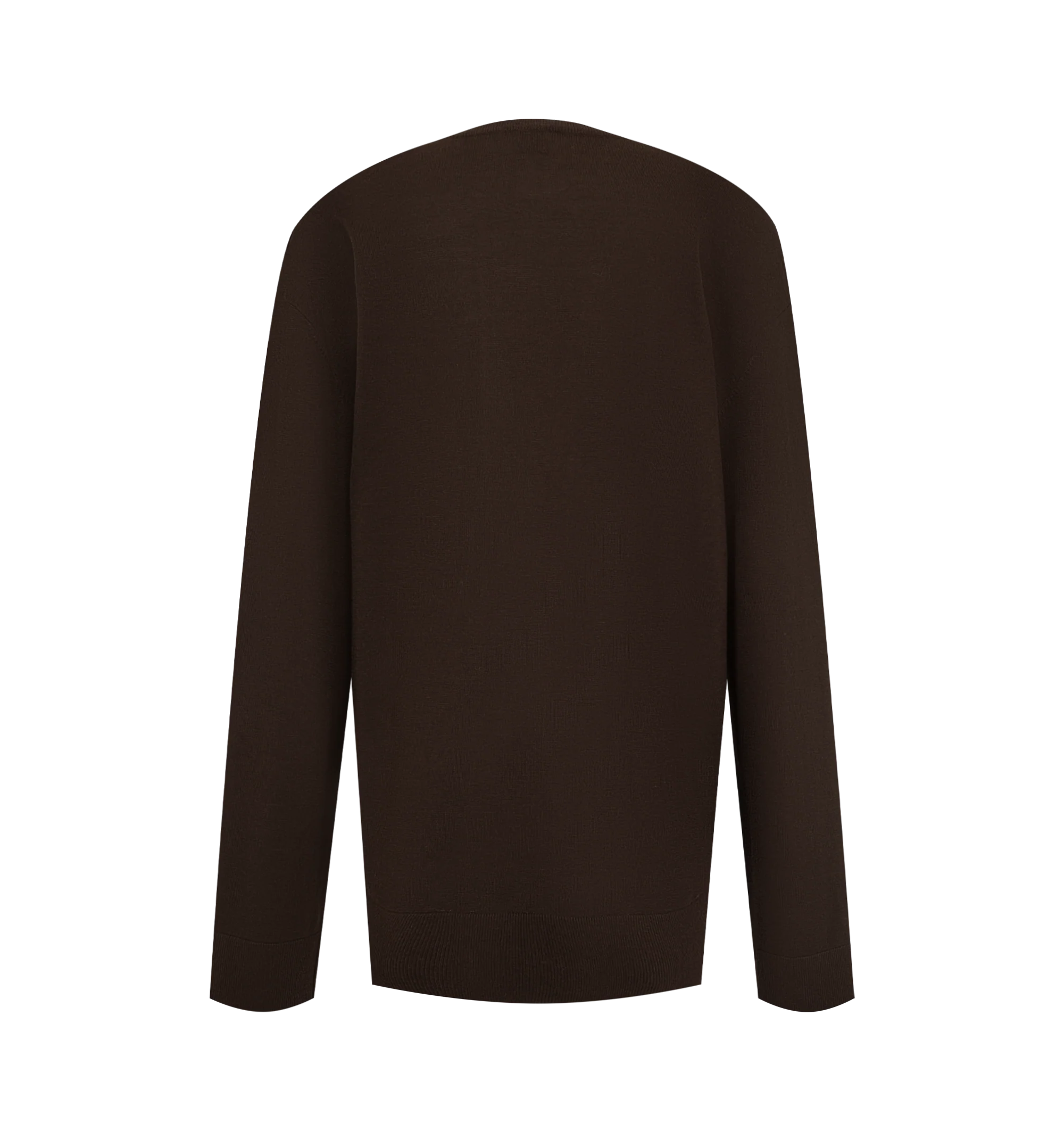 Image 2 of 2 - BROWN - Toteme Women's Fine V-Neck Knit is crafted from fluid lyocell blended with cashmere and features a relaxed, extra-long silhouette with a deep V-neckline. Ribbed trim finishes the neckline, hem, and cuffs. Main Material: 90% Lyocell, 10% Cashmere.