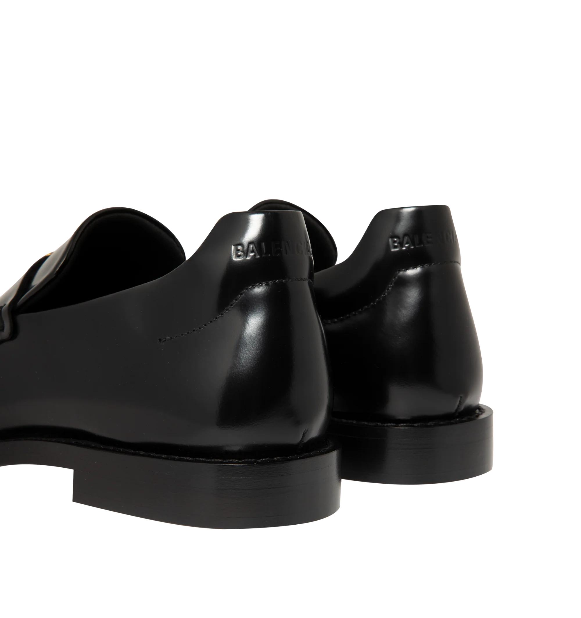 Image 3 of 4 - BLACK - Balenciaga Womens Comfy Loafers are crafted from smooth moka leather. Feature a slip-on silhouette, round toe, metallic detail across the vamp, thick sole, and leather construction designed to develop a natural patina over time. Main Material: Leather; Sole: Leather. Made in Italy. 