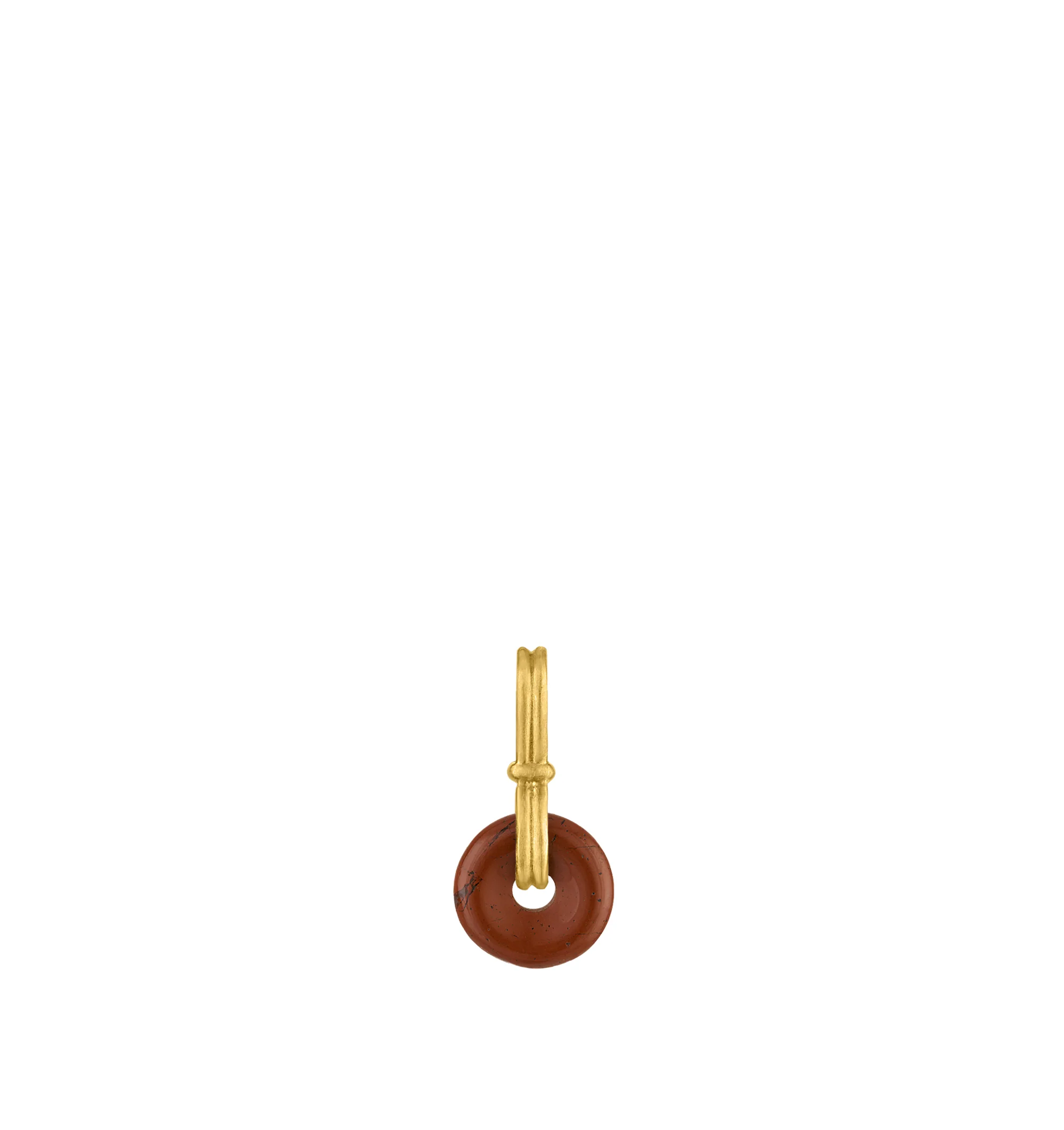 Image 1 of 4 - RED - Prounis Baby Red Jasper Discus Pendant is handcrafted from 22K yellow gold and features a jasper disc suspended on a vertical double-bail design inspired by the wheel. Handmade in New York. For personal consultation and detailed information about jewelry, please contact our dedicated stylist team at personalshopping@hirshleifers.com.This item may be restricted for online purchase to international clients. For assistance purchasing this item please contact our dedicated stylist team at p