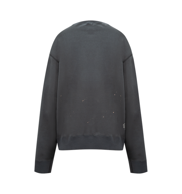 Image 2 of 3 - GREY - CHIMALA Crew Sweat Top featuring crew neck, long sleeves, ribbed neck hem and cuffs and paint-splatter detailing. 100% cotton fleece. Made in Japan. 