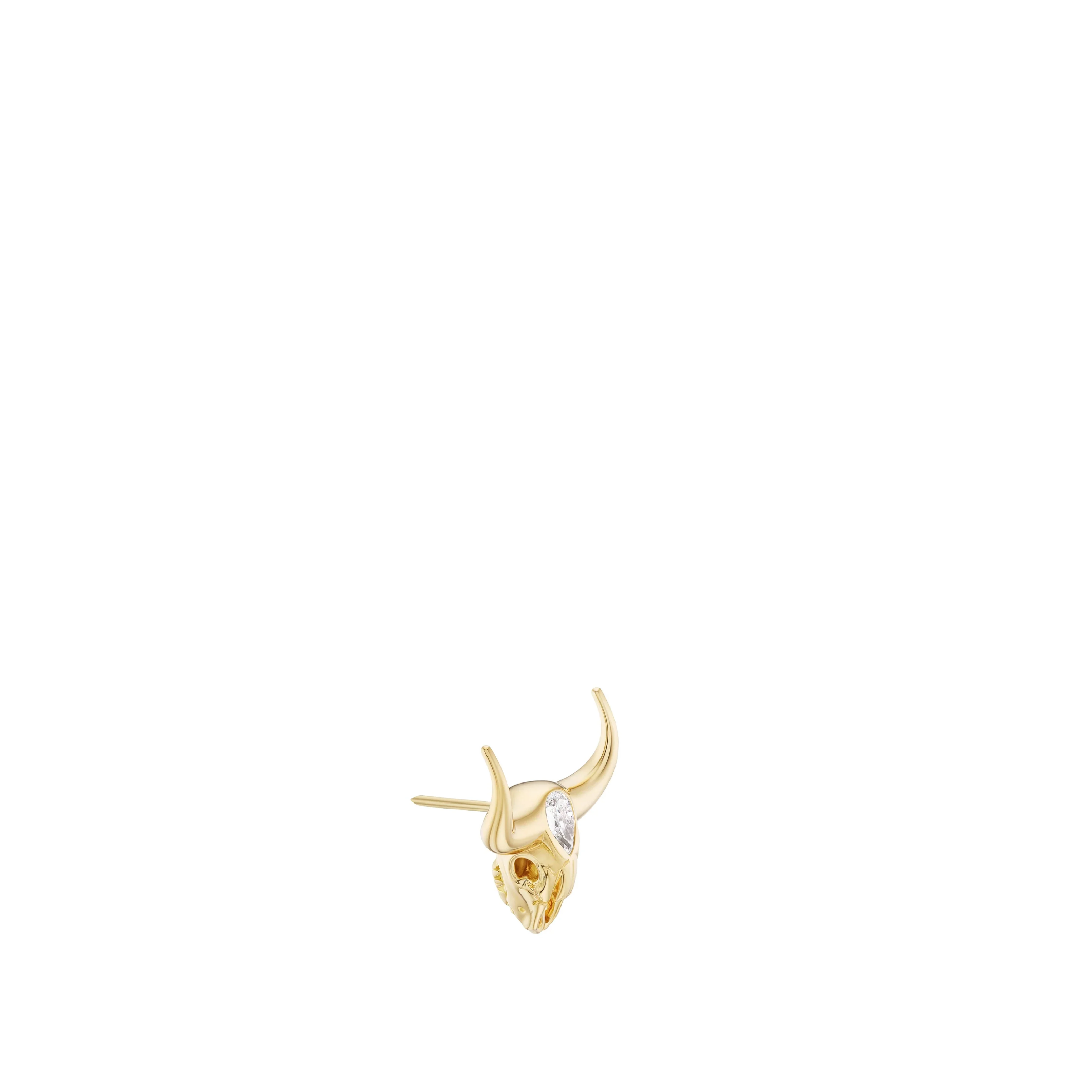 Image 2 of 2 - GOLD - Uniform Object Mini Bull Pin featuring 11 g of 18K yellow gold with a 0.58 ct pear-cut diamond. Handcrafted in New York City. Cheap Luxury Handbag Shop offers a range of pieces from this collection in-store. For personal consultation and detailed information about jewelry, please contact our dedicated stylist team at personalshopping@hirshleifers.com.