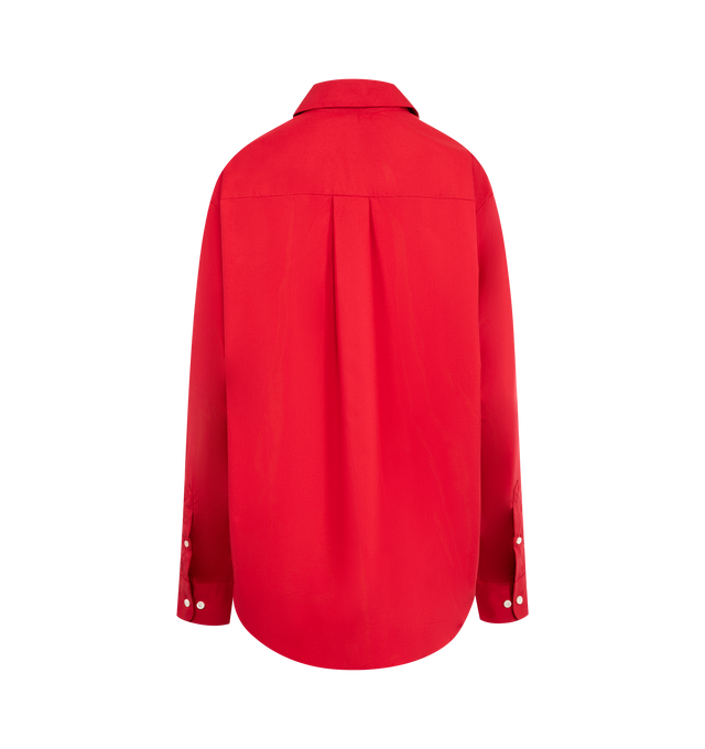 Image 2 of 2 - RED - COMME SI La Shirt Classica featuring front button closure, buttoned cuffs, poplin fabric and classic collar. 100% cotton. Made in USA. 