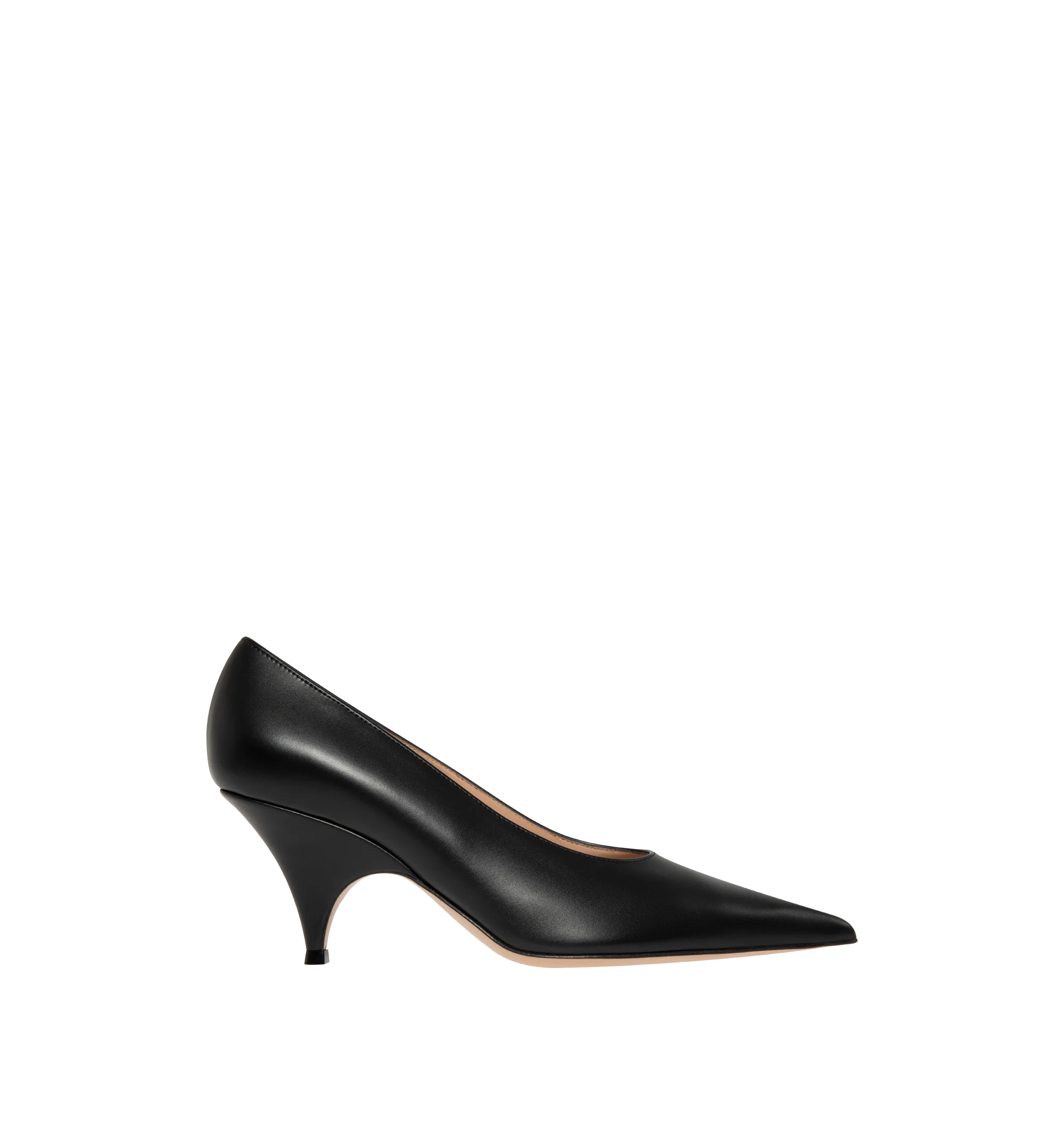 Image 1 of 4 - BLACK - Gianvito Rossi Womens Sofia Pumps are crafted from calf leather. Feature a pointed toe, signature Sofia sculptural heel, and leather sole. Heel Height: 7 cm. Main Material: Calf Leather; Sole: Leather. Handmade in Italy.