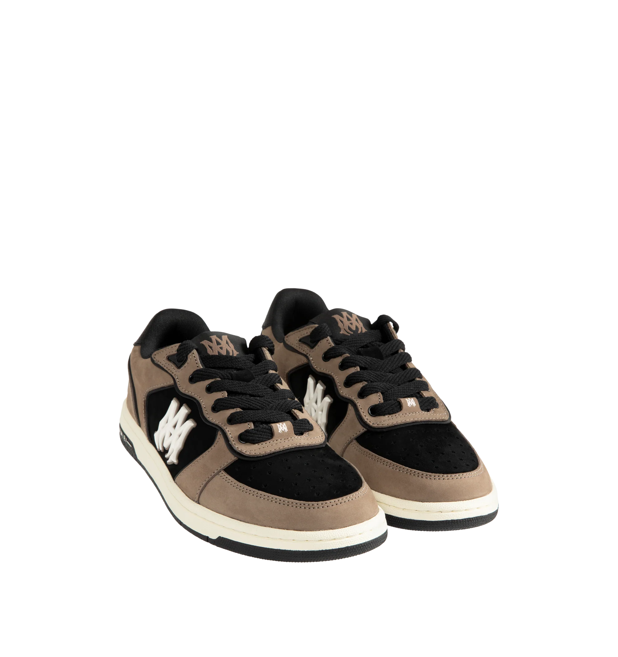 Image 2 of 5 - BROWN - Amiri Men's Newport Sneaker is crafted on a patinated two-tone leather and suede material on a rubber sole illustrated with the MA icon.