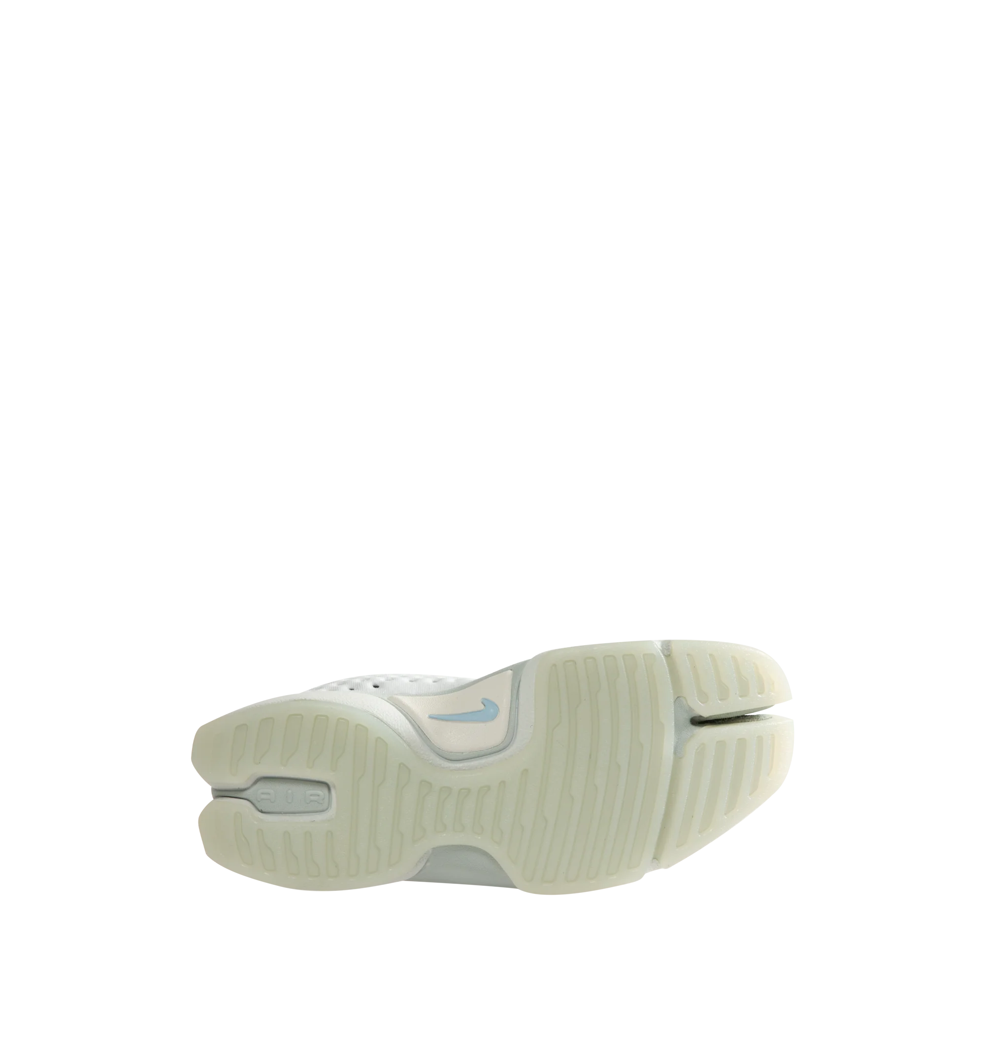 Image 4 of 5 - WHITE - Nike Women's Rift 2 Sneakers feature a padded neoprene and mesh upper with the iconic split-toe construction for a distinctive, sport-inspired silhouette. Designed for easy slip-on wear, these sneakers feature a cushioned footbed, antimicrobial sockliner, fabric lining, and lightweight foam midsole for added comfort. Finished with a durable rubber sole, the Rift 2 combines Nike's signature natural-motion-inspired design with everyday functionality. Upper: Neoprene and Mesh. Lining: Fa