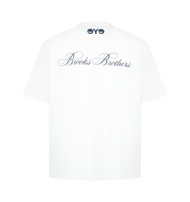 Image 2 of 3 - WHITE - JUNYA WATANABE Jersey T-shirt featuring crewneck, logo printed at chest and back and short sleeves. 100% cotton. Made in Japan.