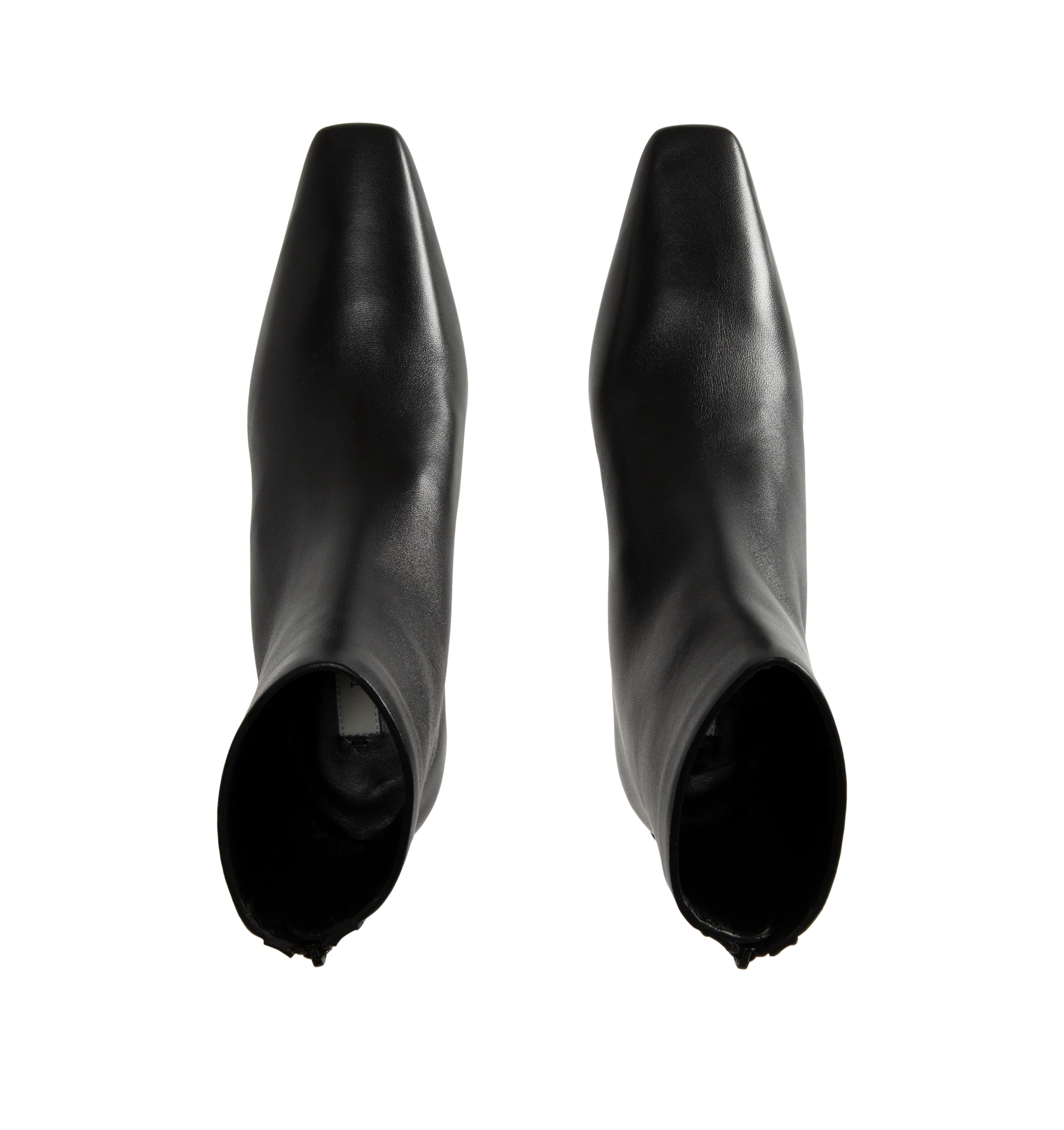 Image 4 of 4 - BLACK - Toteme Women's Nappa Mid Heel Boots are crafted from soft nappa leather and feature a minimalist, unlined construction for a second-skin fit. Designed with a sleek silhouette, they are finished with a squared pointed toe, a slanted 55mm heel, and a branded back zip fastening. Main Material: Goat Skin Leather. Lining: Sheepskin. Sole: Calf Leather. Heel Height: 55mm. Made in Italy.