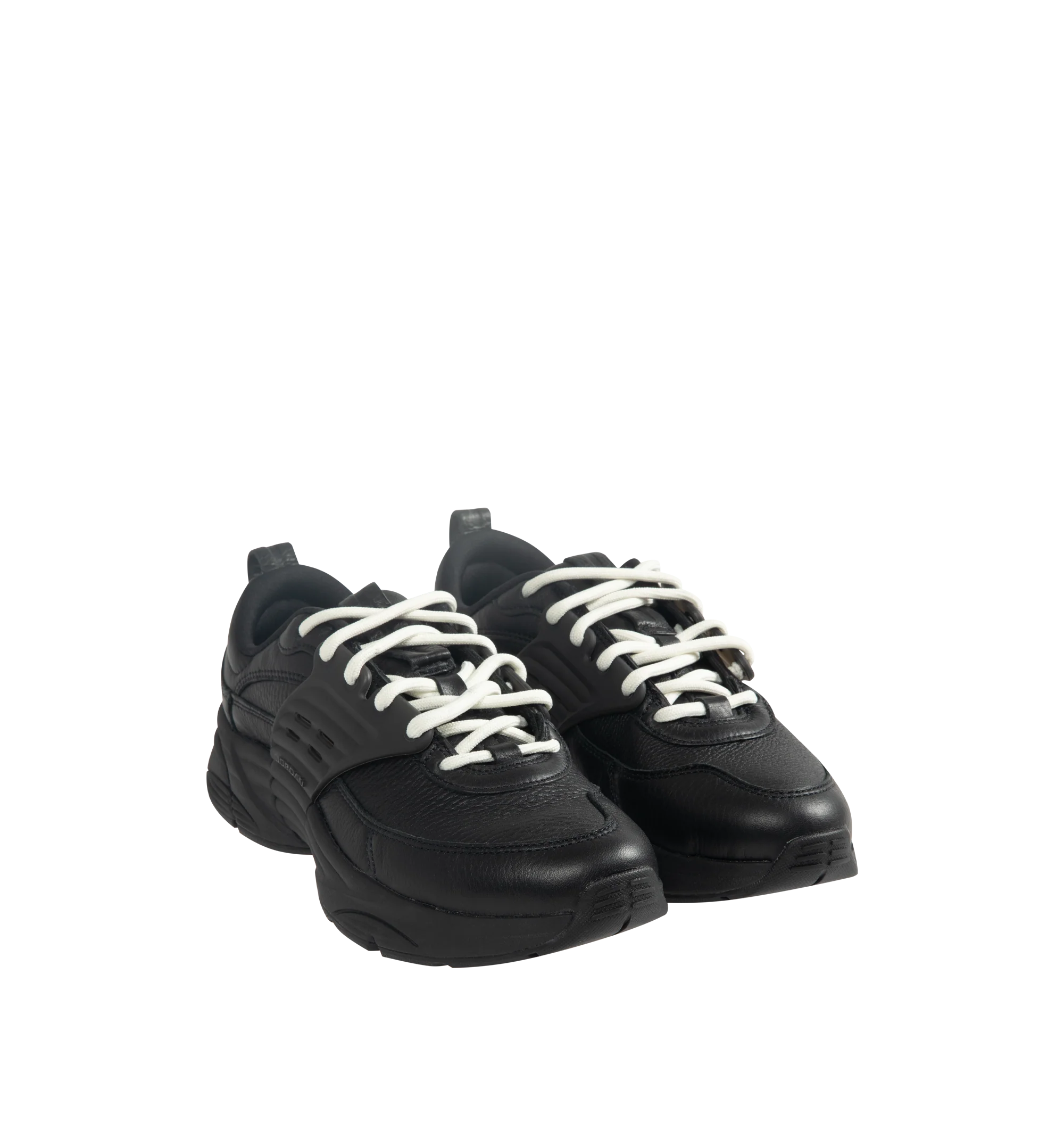 Image 2 of 5 - BLACK - Men's Jordan Trunner O/S SP Sneakers feature a leather upper with synthetic overlays, molded midfoot support wings, and signature Jordan branding for a modern athletic look. These lifestyle sneakers combine responsive Cushlon 3.0 foam cushioning, a lightweight foam midsole, and a durable rubber outsole for exceptional comfort, stability, and everyday traction. Main Material: Leather and Synthetic. Midsole: Foam with Cushlon 3.0 Cushioning. Sole: Rubber.