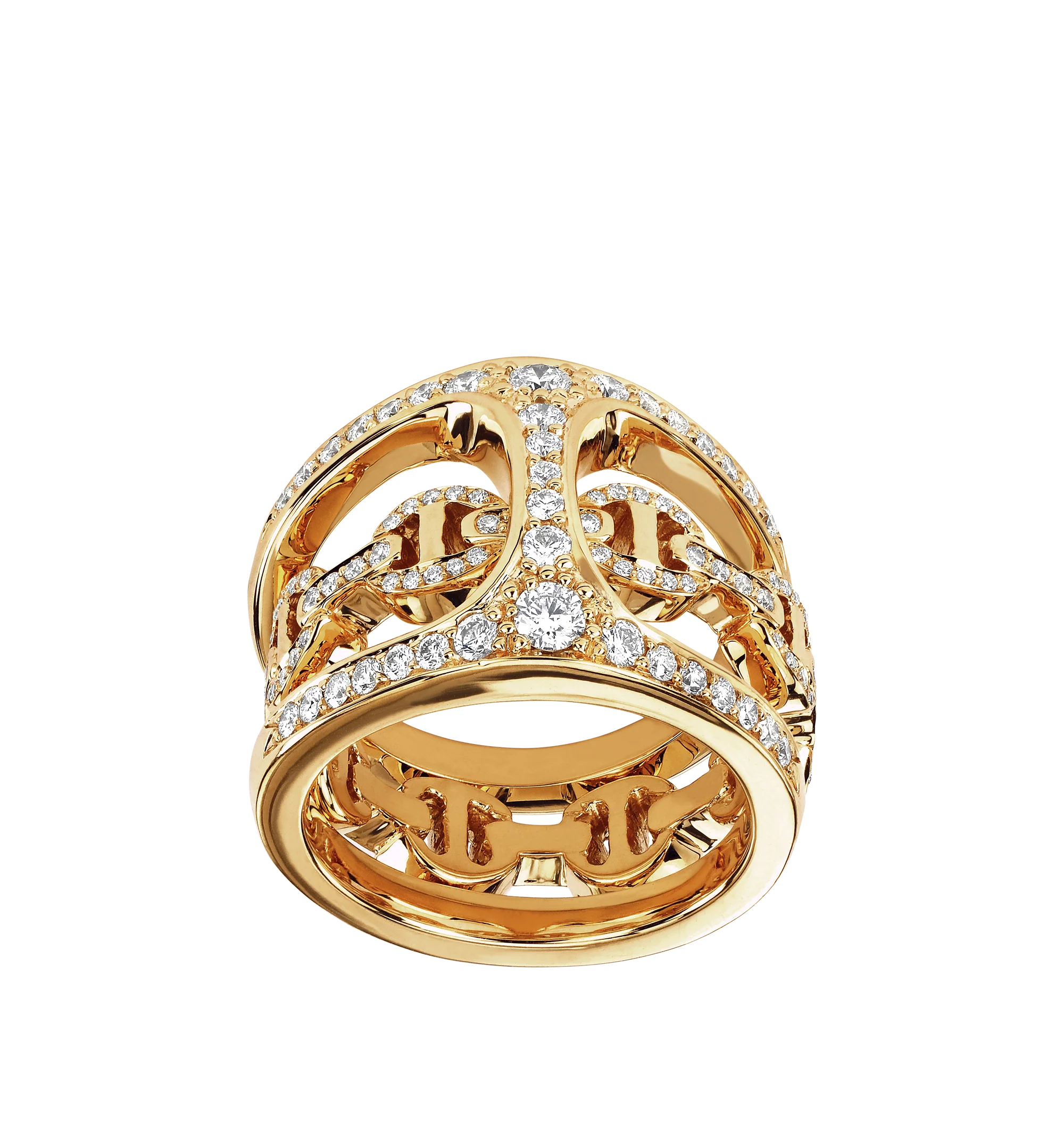 Image 2 of 2 - GOLD - Hoorsenbuhs Phantom Clique Antiquated Ring featuring a continuous open-link silhouette crafted from solid 18K gold or sterling silver. Defined by restrained negative space and precise geometric proportions, each piece is handcrafted and finished to the brands exacting standards. For personal consultation and detailed information about jewelry, please contact our dedicated stylist team at personalshopping@hirshleifers.com.This item may be restricted for online purchase to international
