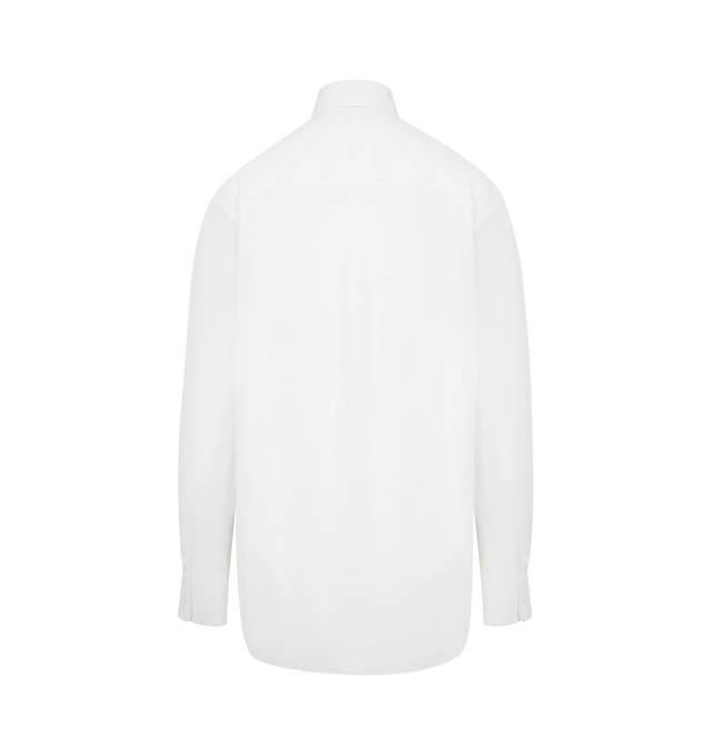 Image 4 of 4 - WHITE - THE ROW Gavina Shirt featuring classic button-up shirt in smooth sea island cotton chambray with front patch pocket, slim back yoke and exposed front button placket. 100% cotton. Made in Italy. 